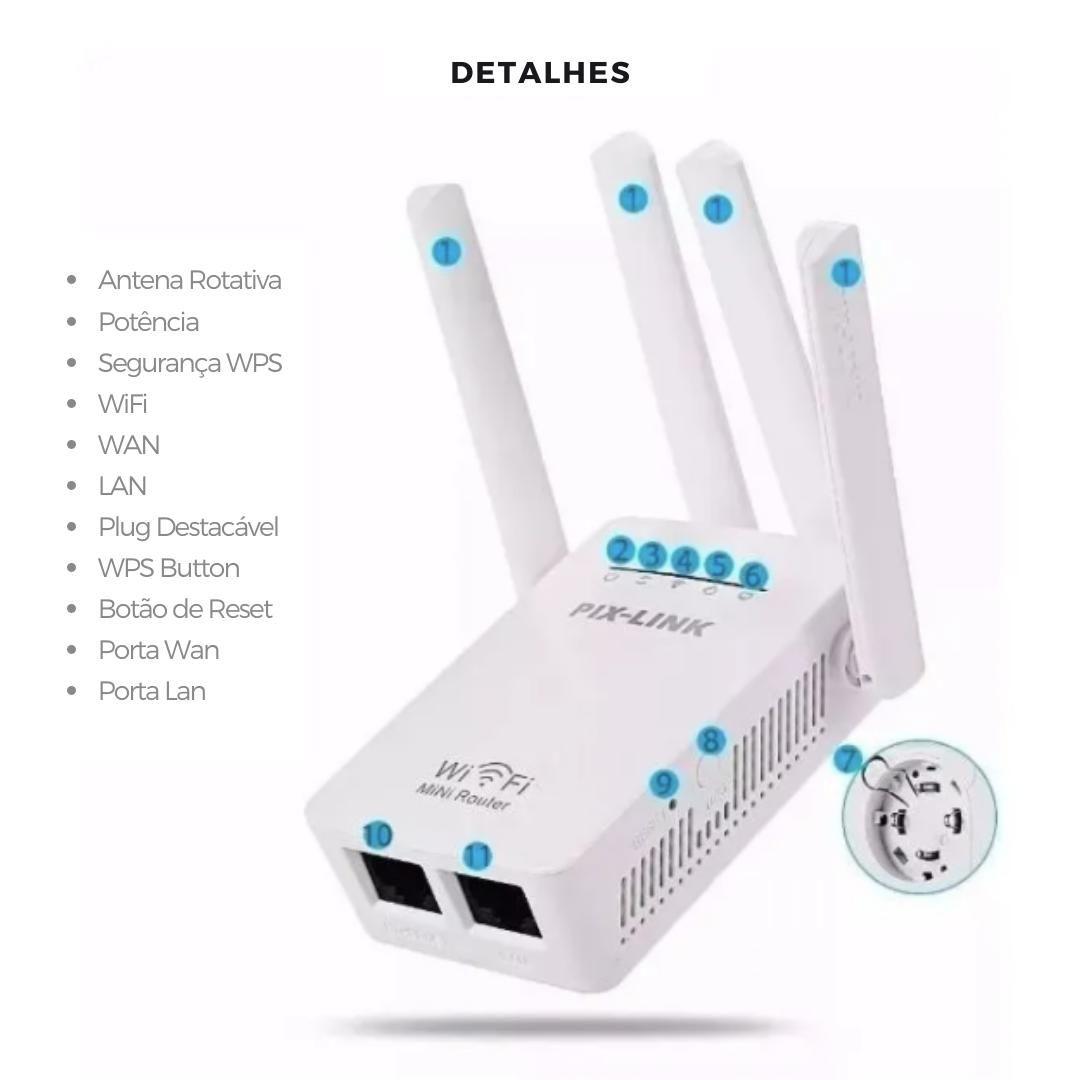 Potencia e Alcance Repetidor Wi Fi 4 Antenas Pix Link LV WR09 Repetidor de Sinal Magazine Luiza