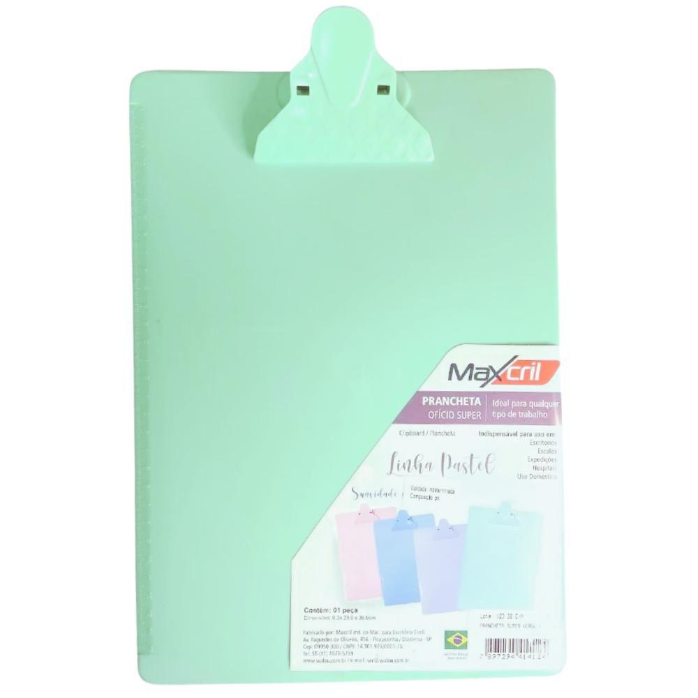 Prancheta super prendedor plastico verde pastel maxcril - Maxcril Prancheta super prendedor plastico verde pastel maxcril - Maxcril