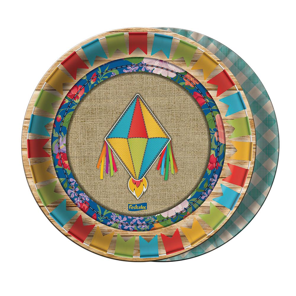 Prato Descartável Festa Junina C/8 Unidades - Festcolor - Artigos e