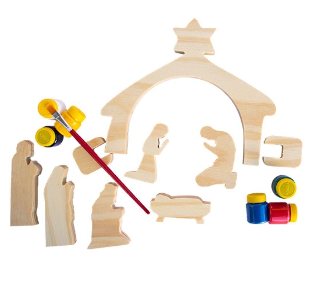 Presepio de Natal em Madeira para Colorir e Decorar 3+ - Fábrica Dos Sonhos  - Presépio - Magazine Luiza