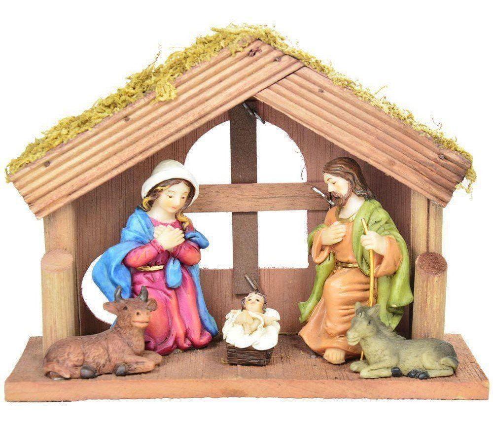 Presépio De Natal Em Resina e Madeira Nascimento Jesus - Gici Christmas -  Presépio - Magazine Luiza