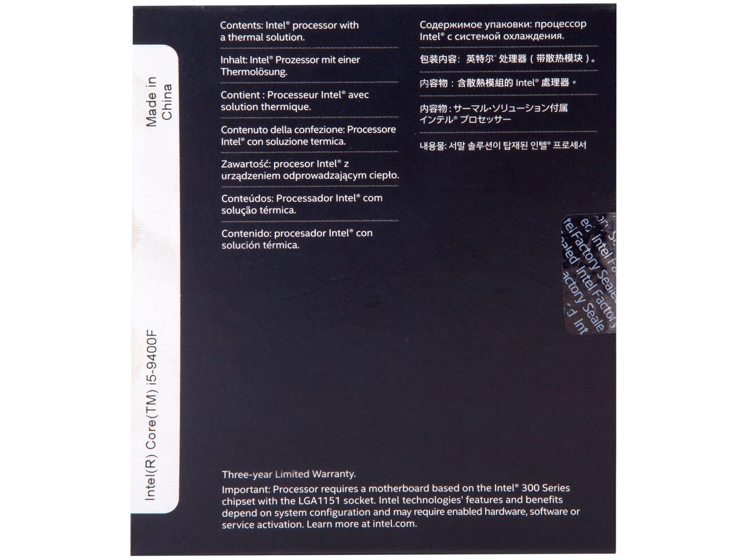 Processador Intel Core i5 9400F 2.90GHz