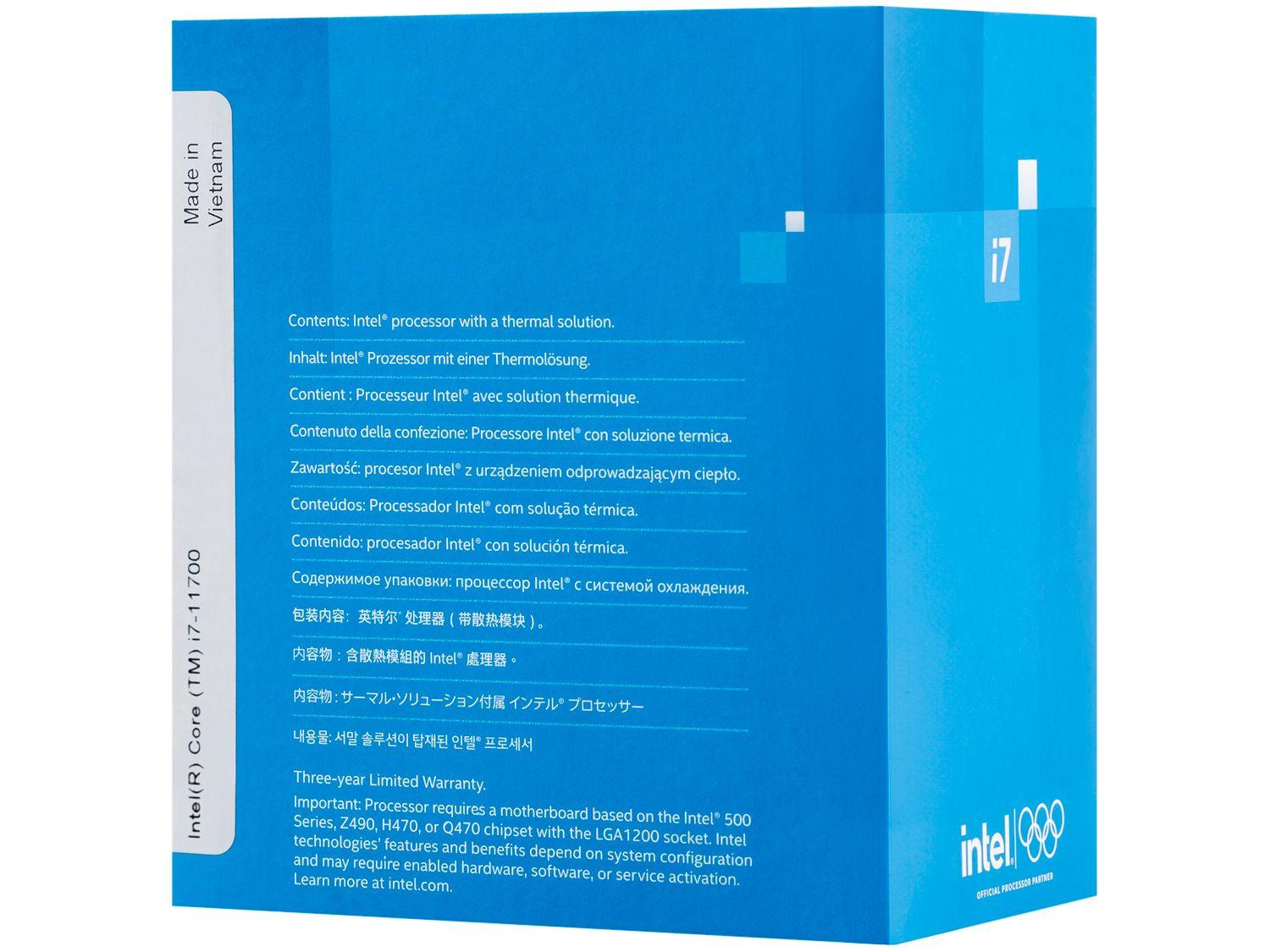 Processador Intel Core i7 11700 2.50GHz - 4.80GHz Turbo 16MB Processador Intel Core i7 11700 2.50GHz - 4.80GHz Turbo 16MB