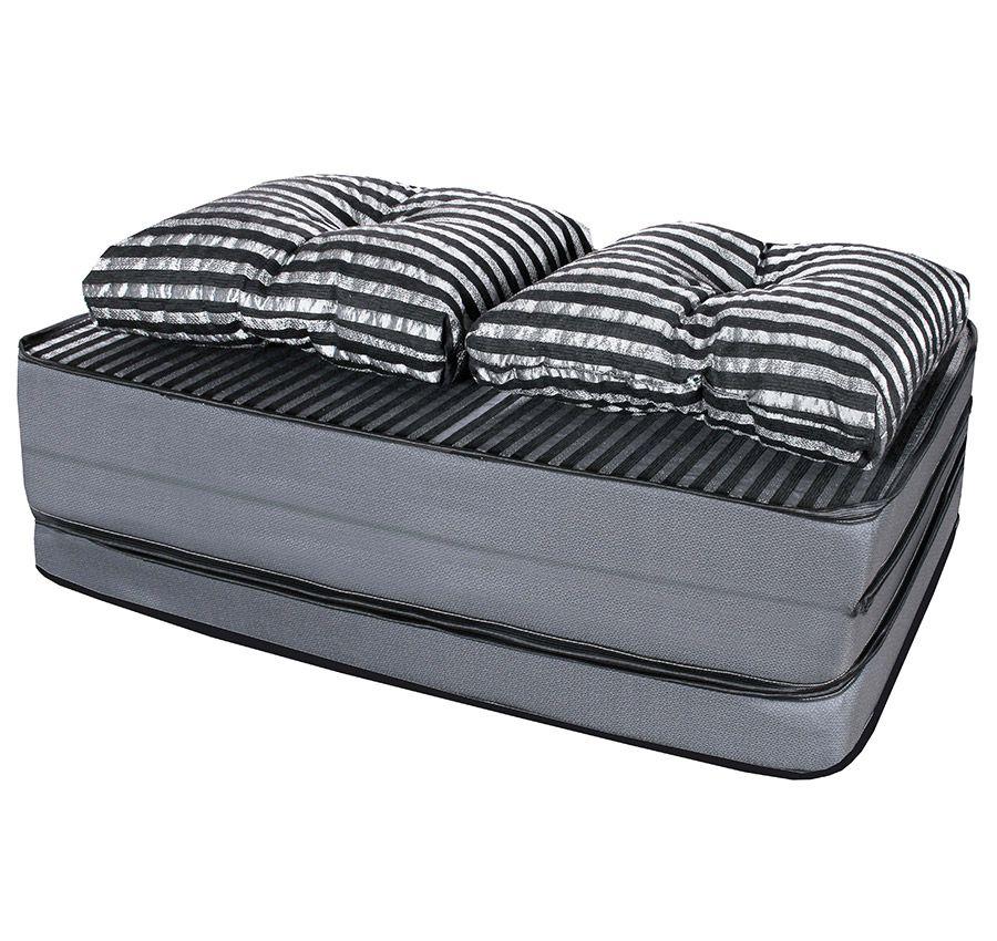 Imagem de Puff Multiuso 3 Em 1 Casal Jacquard Preto + Travesseiro