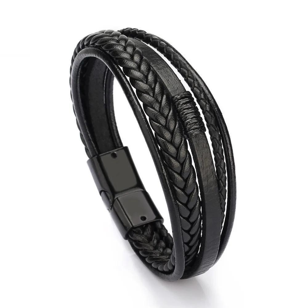 Pulseiras Masculinas De Couro De Aço Inoxidável Multicamadas Com Pingente  De Corda Trançada Presente - others - Pulseira e Bracelete - Magazine Luiza
