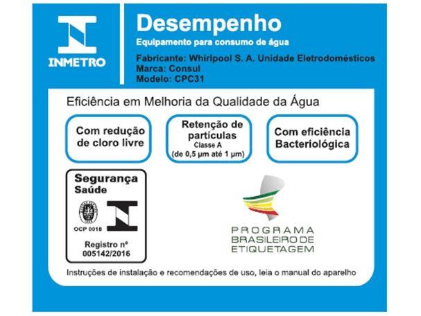 Purificador de Água Consul CPC31AB Compacto Com Filtragem Classe A Branco