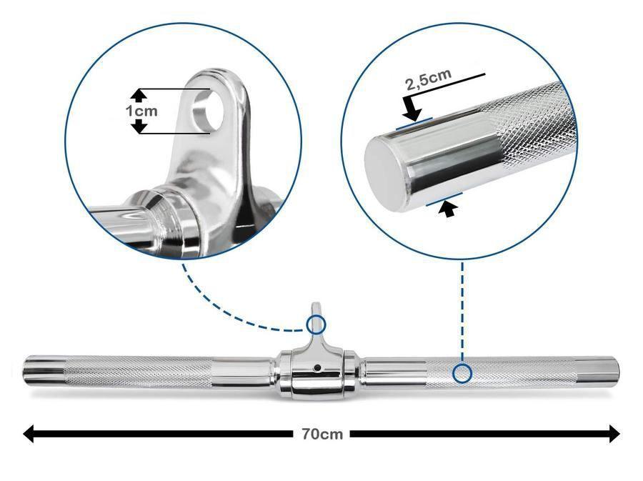 Puxador Reto Triceps Pulley Com Giro Musculação Fitness Academia 50cm
