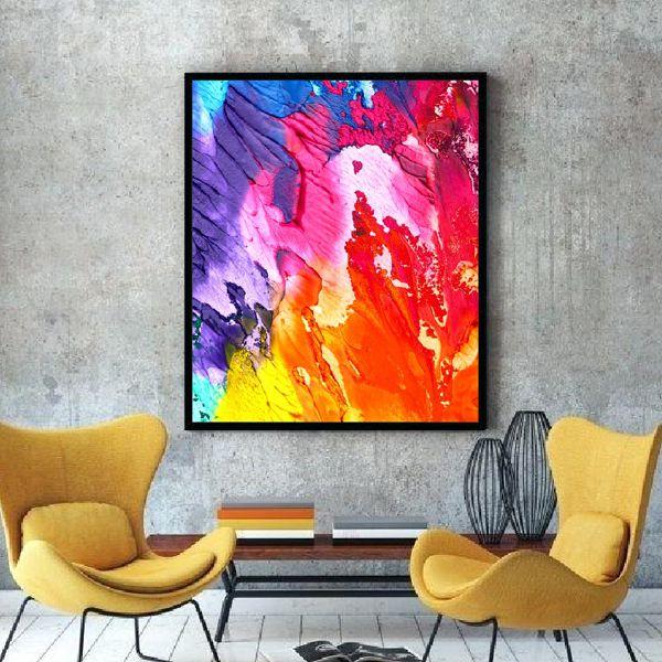 Quadro 80x60 pintura abstrata colorido sala decoração Decorativo amarelo  azul vermelho rosa - Decorativa - Quadro Decorativo - Magazine Luiza