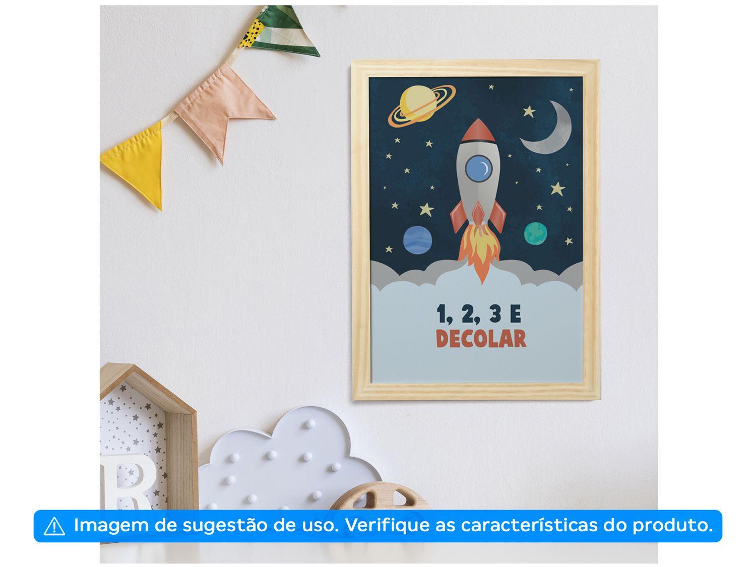 Quadro Decorativo Astronauta Foguete 24,5x34,5cm