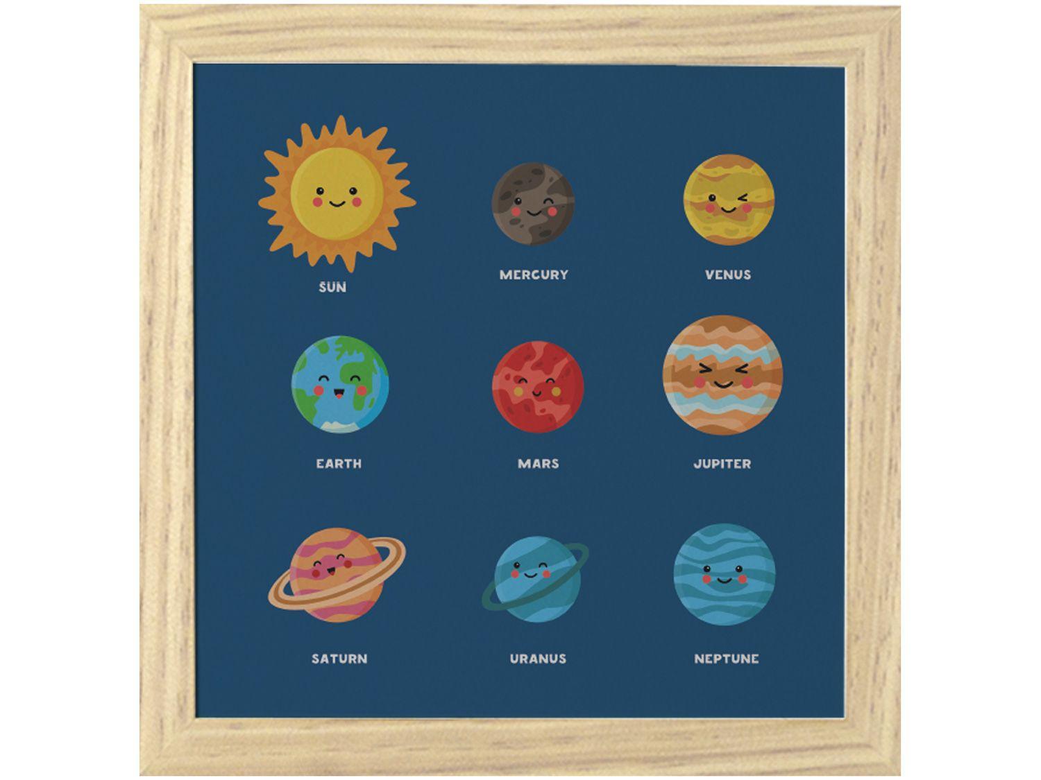Quadro Decorativo Astronauta Universo 23,5x23,5cm