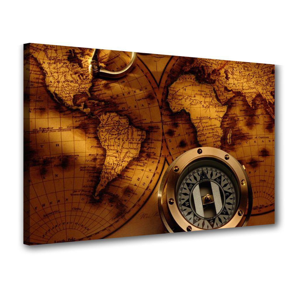 Quadro Decorativo Bussola Relogio Ouro - Podium - Quadro Decorativo ...