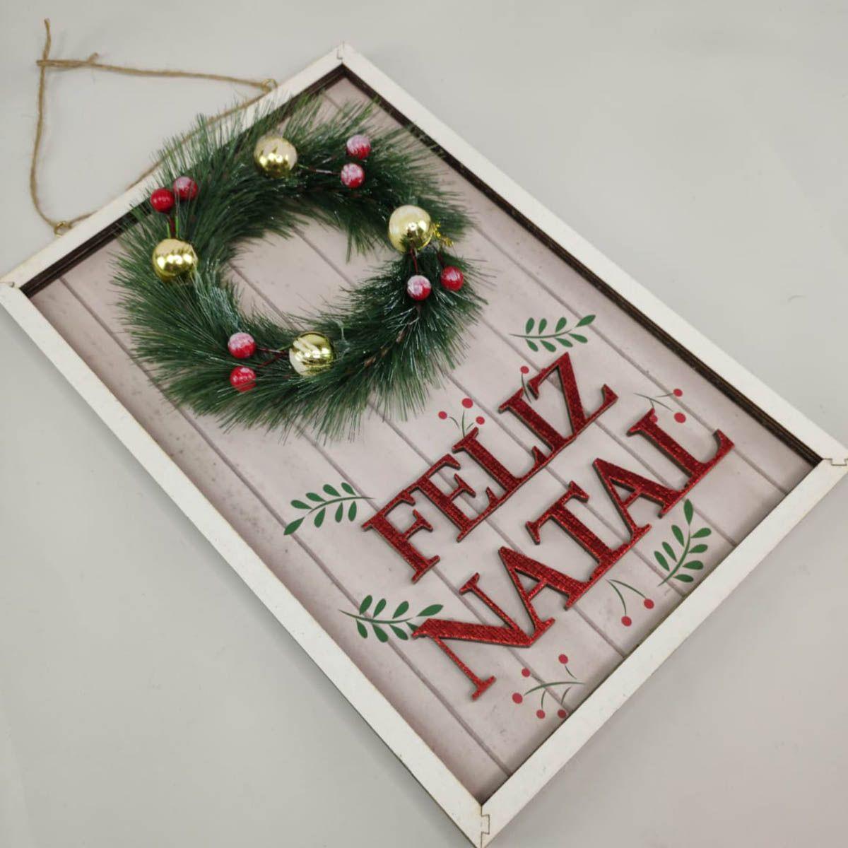 Natal - Placa Decorativa para Porta ou Parede - Ho Ho Ho, Feliz Natal