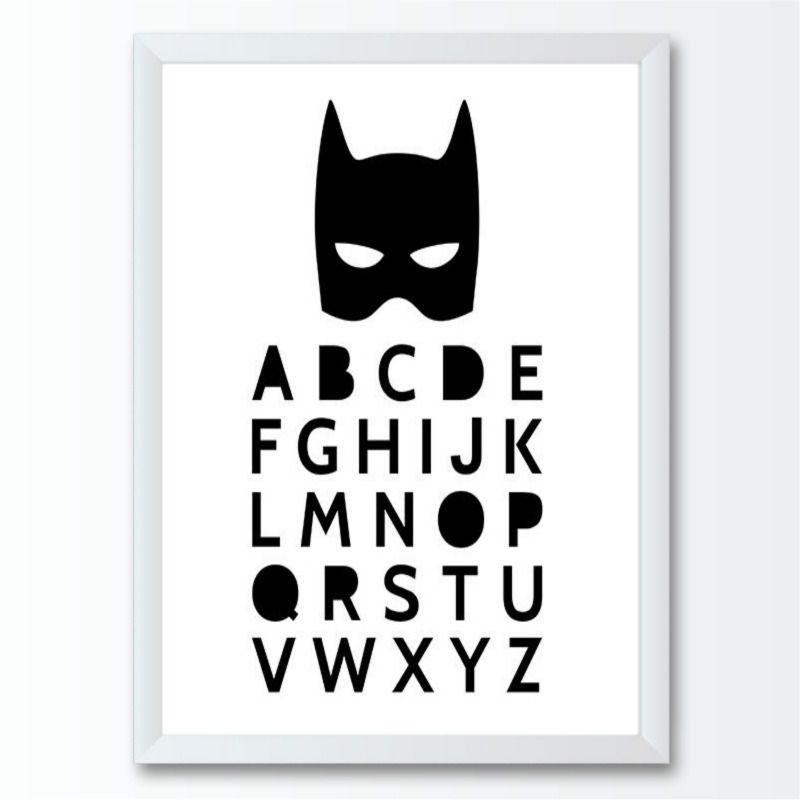 Quadro infantil batman alfabeto abc preto e branco - Conspecto - Quadro  Decorativo - Magazine Luiza