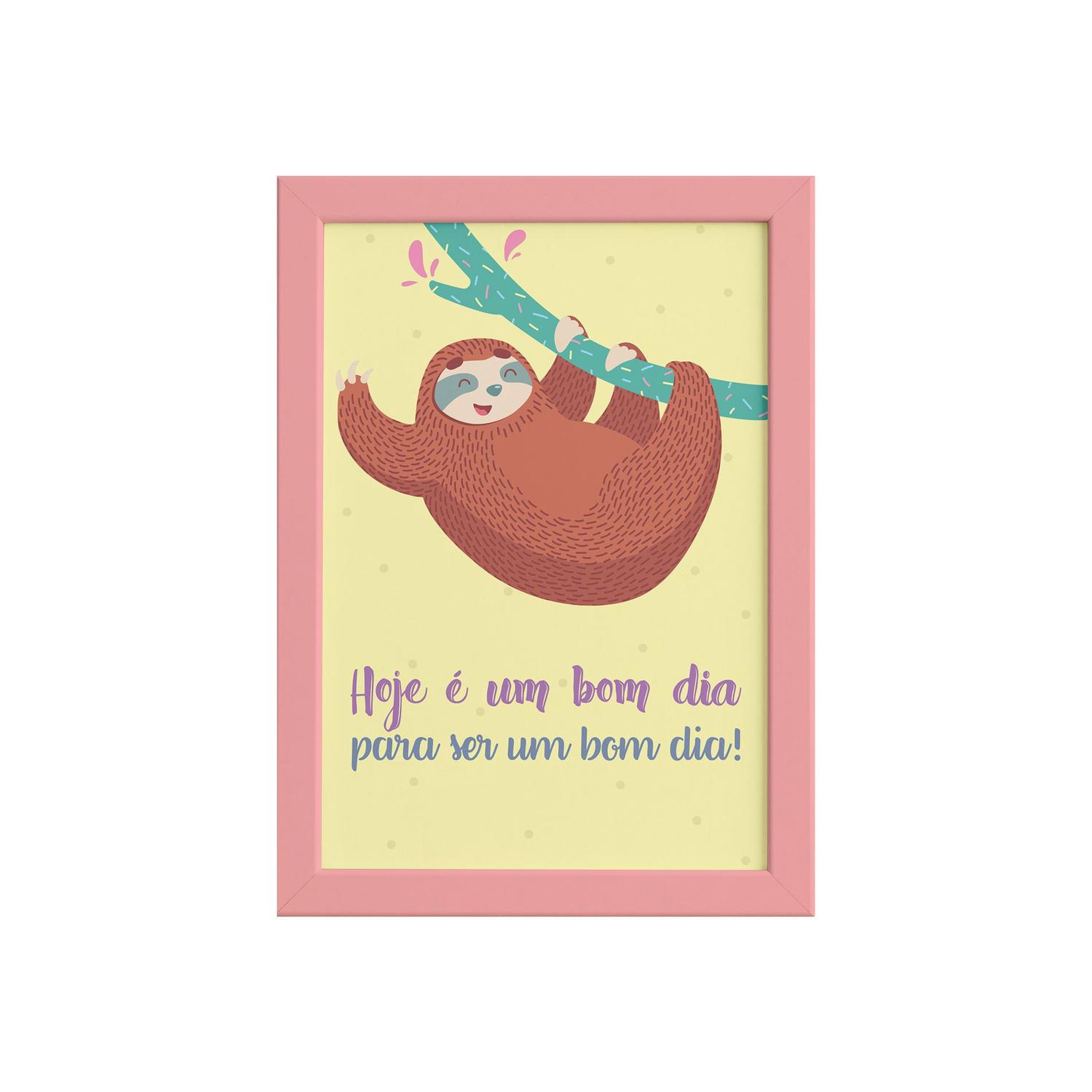 Quadro Infantil Bicho Preguiça Bom Dia Moldura Rosa 22x32 - Quartinhos - Quadro Decorativo - Magazine Luiza Quadro Infantil Bicho Preguiça Bom Dia Moldura Rosa 22x32 - Quartinhos - Quadro Decorativo - Magazine Luiza