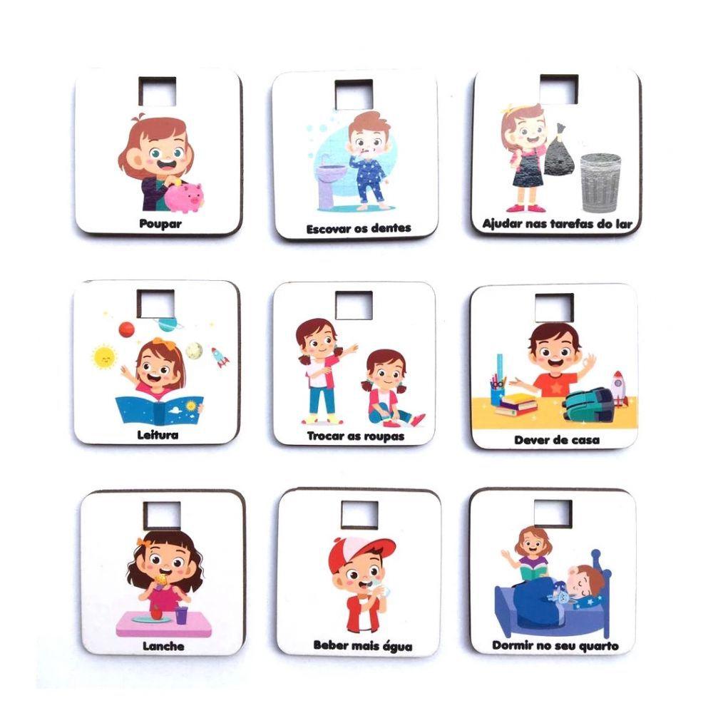Quadro Infantil Minha Rotina Estrelinhas Com 38 Atividades Em Madeira Babebi Lousas Infantil Magazine Luiza