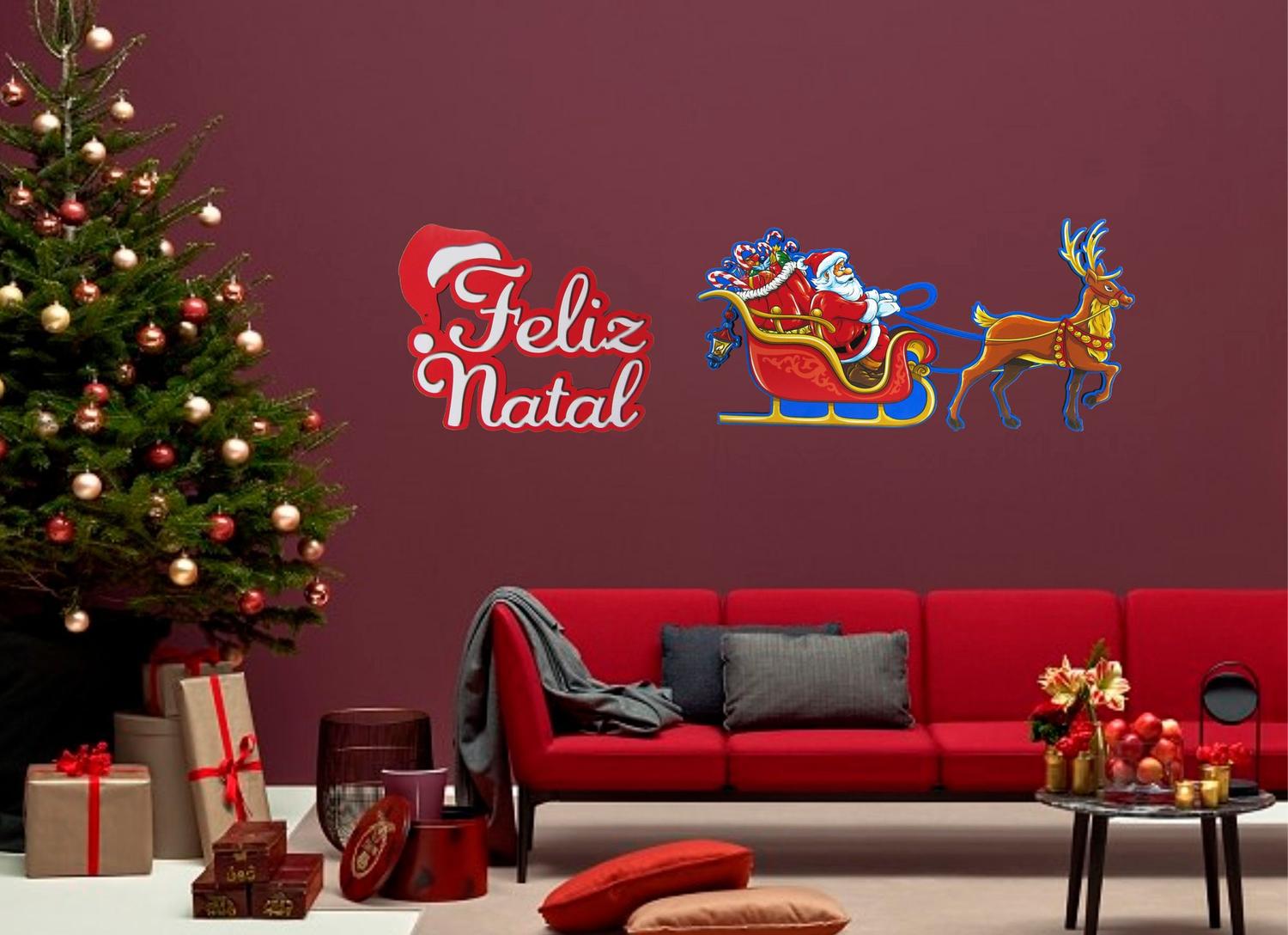 Placa Quadro Decorativo Natal - Ho Ho Ho Papai Noel - Cia Laser