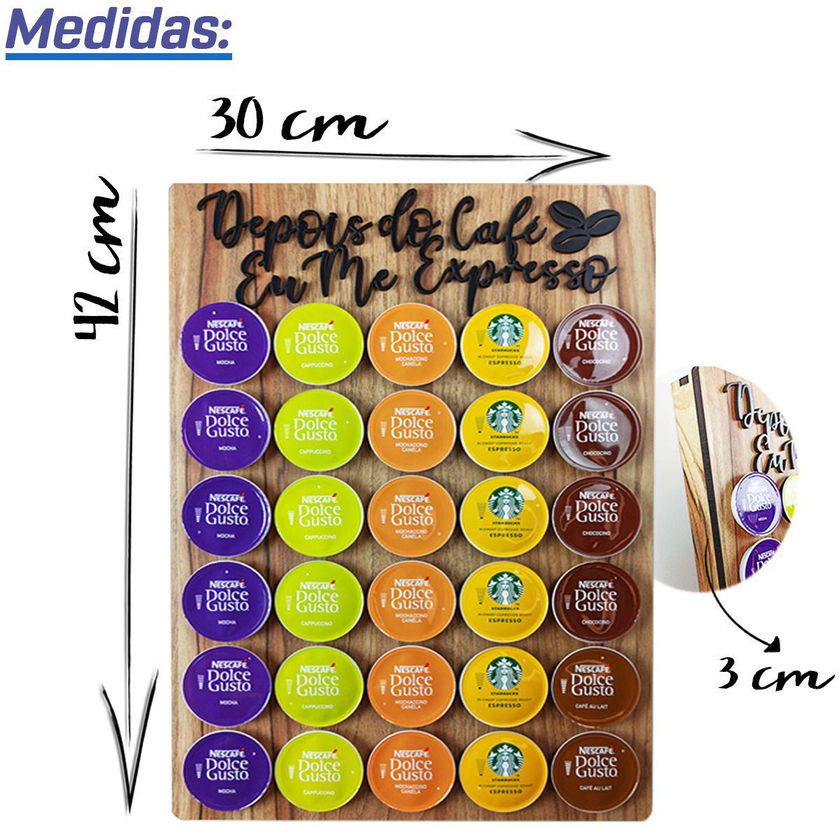 Quadro Porta Cápsulas Café 30x40 Dolce Gusto - Nogueira - Depois do Café 30  Cápsulas - Facris Artefatos - Porta Cápsula - Magazine Luiza