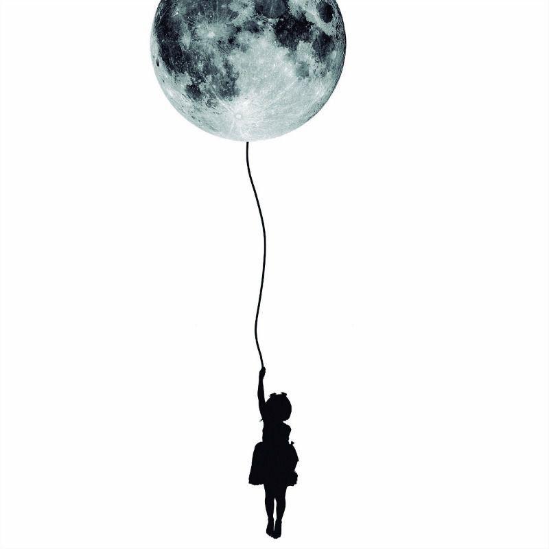 Quadros Decorativo Ludico Preto E Branco Menina Lua Balao Conspecto Quadro Decorativo Magazine Luiza