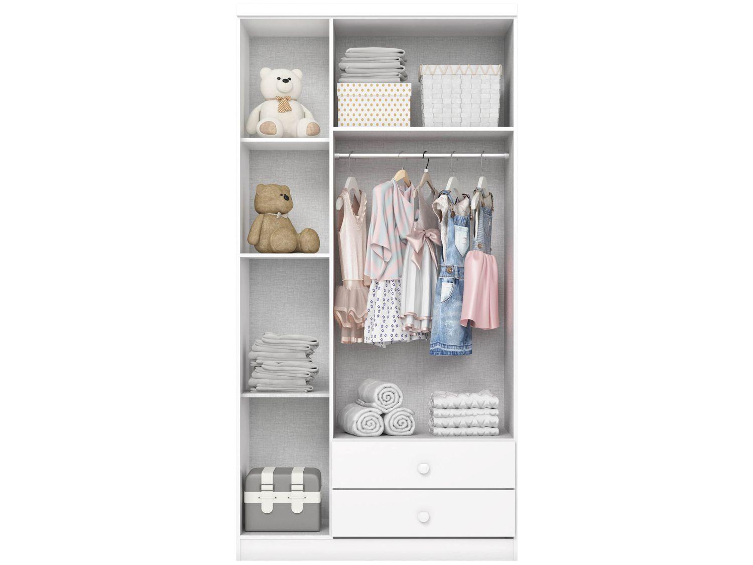 Quarto de Bebê Completo com Berço Cômoda e Guarda-roupa Henn Bala de Menta Branco