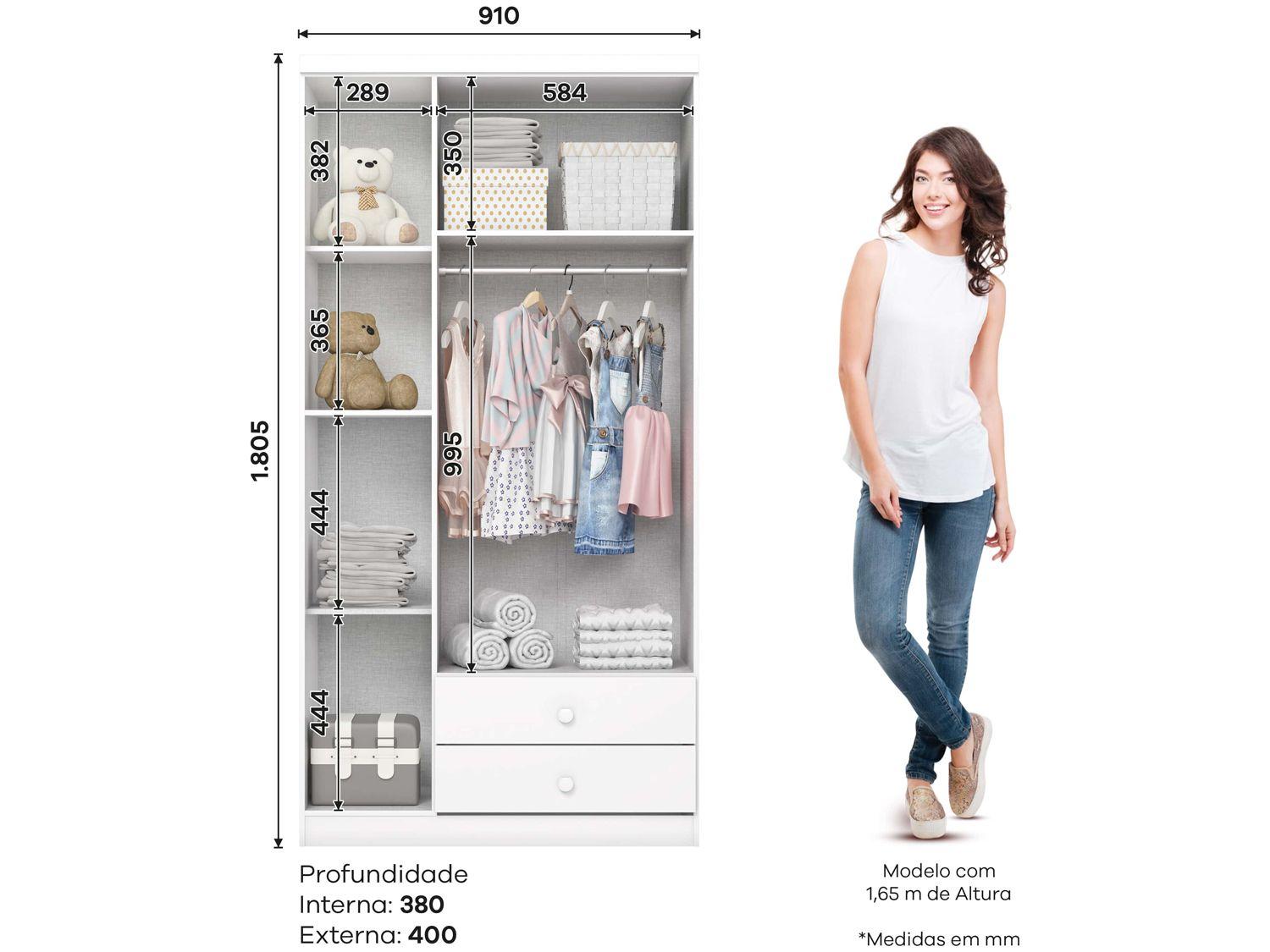 Quarto de Bebê Completo com Berço Cômoda e Guarda-roupa Henn Bala de Menta Branco