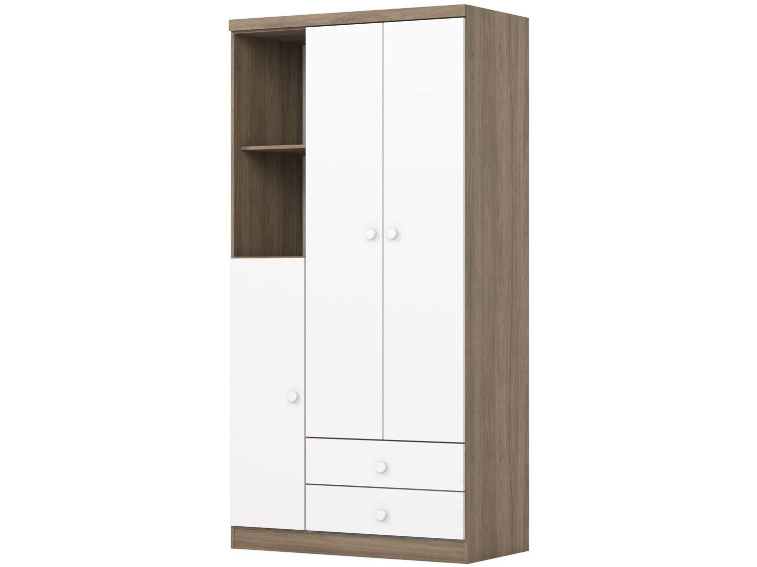 Quarto de Bebê Completo com Berço Cômoda e Guarda-roupa Henn Bala de Menta Rústico e Branco
