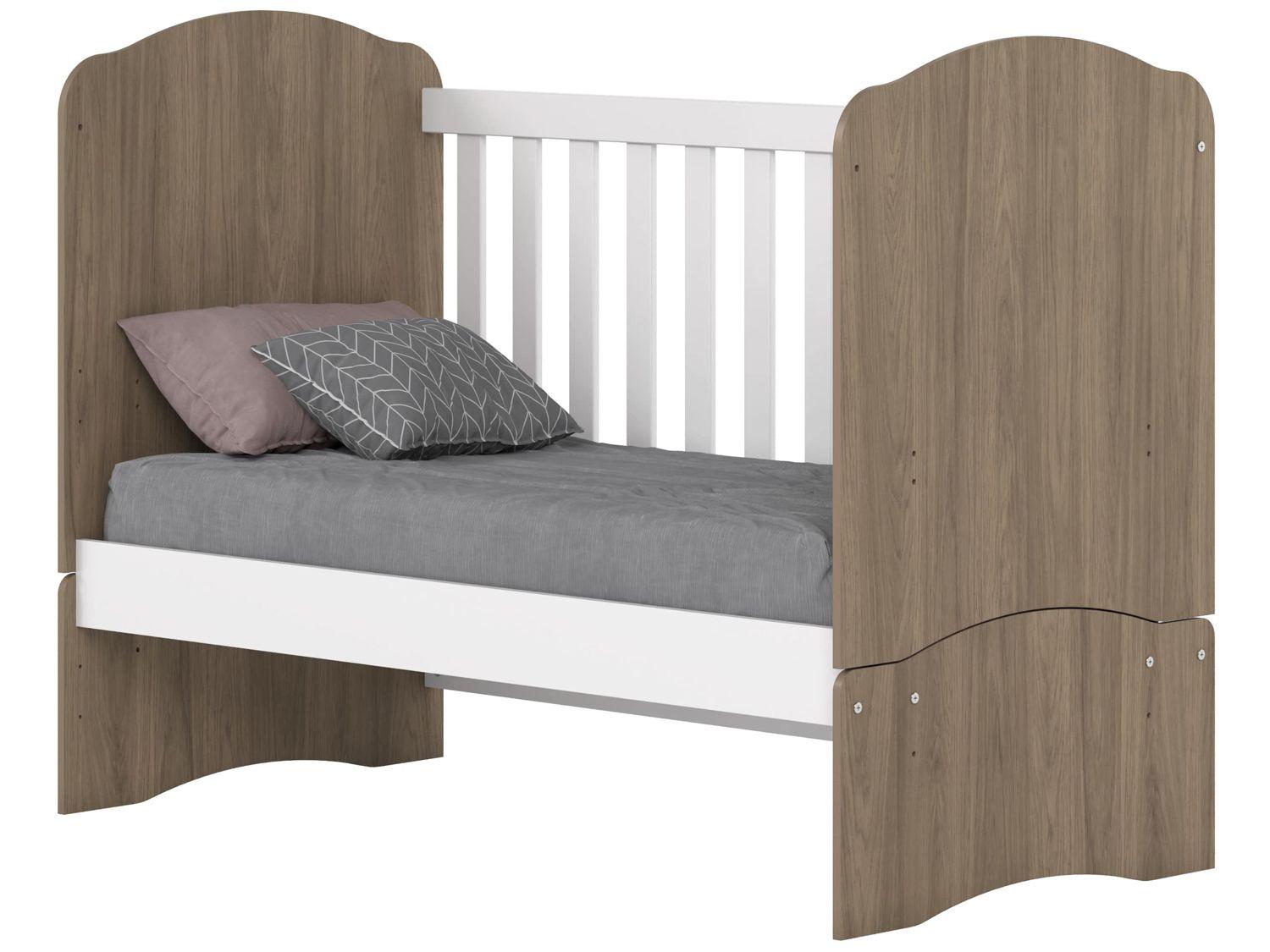 Quarto de Bebê Completo com Berço Cômoda e Guarda-roupa Henn Bala de Menta Rústico e Branco