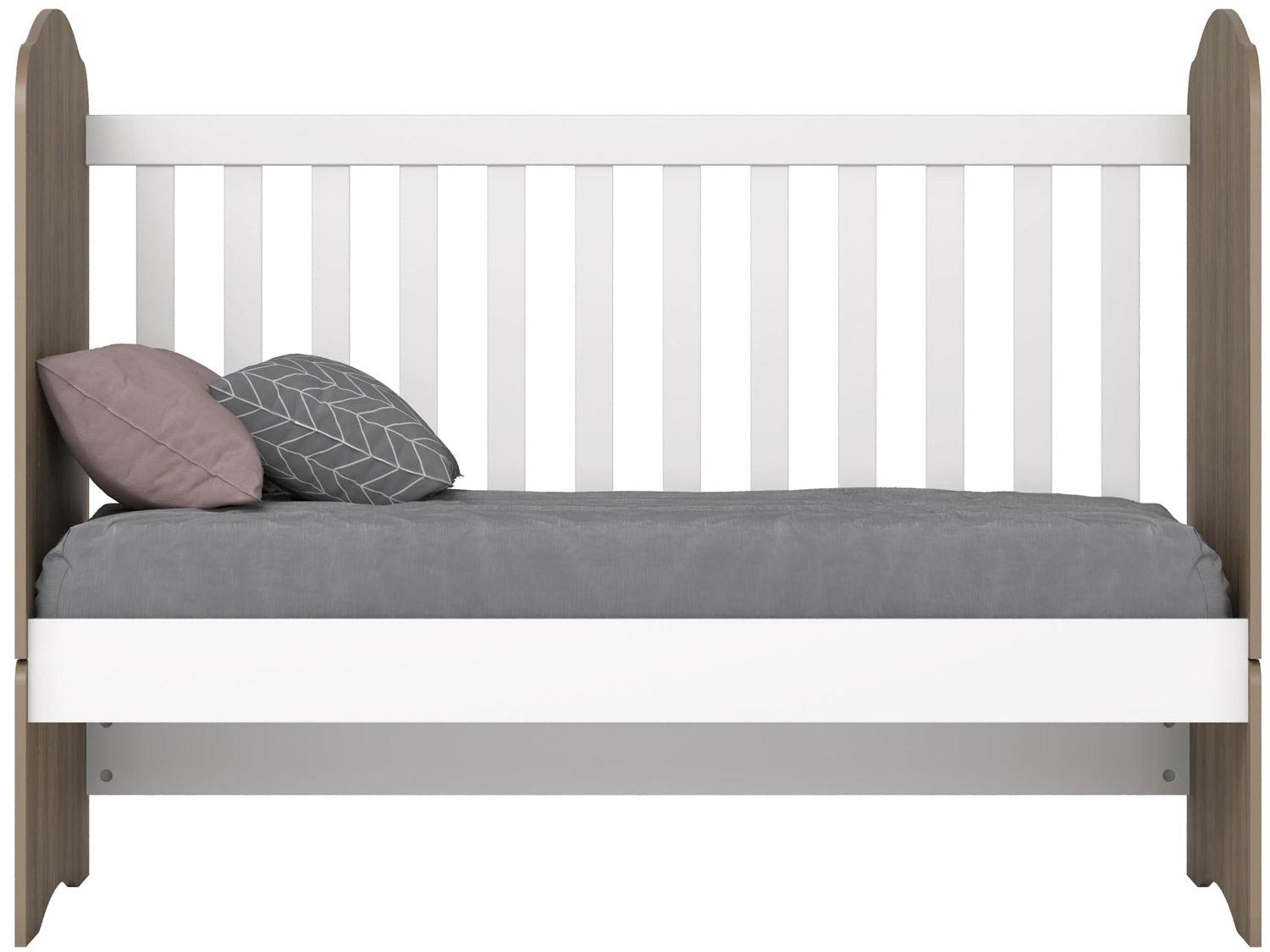 Quarto de Bebê Completo com Berço Cômoda e Guarda-roupa Henn Bala de Menta Rústico e Branco