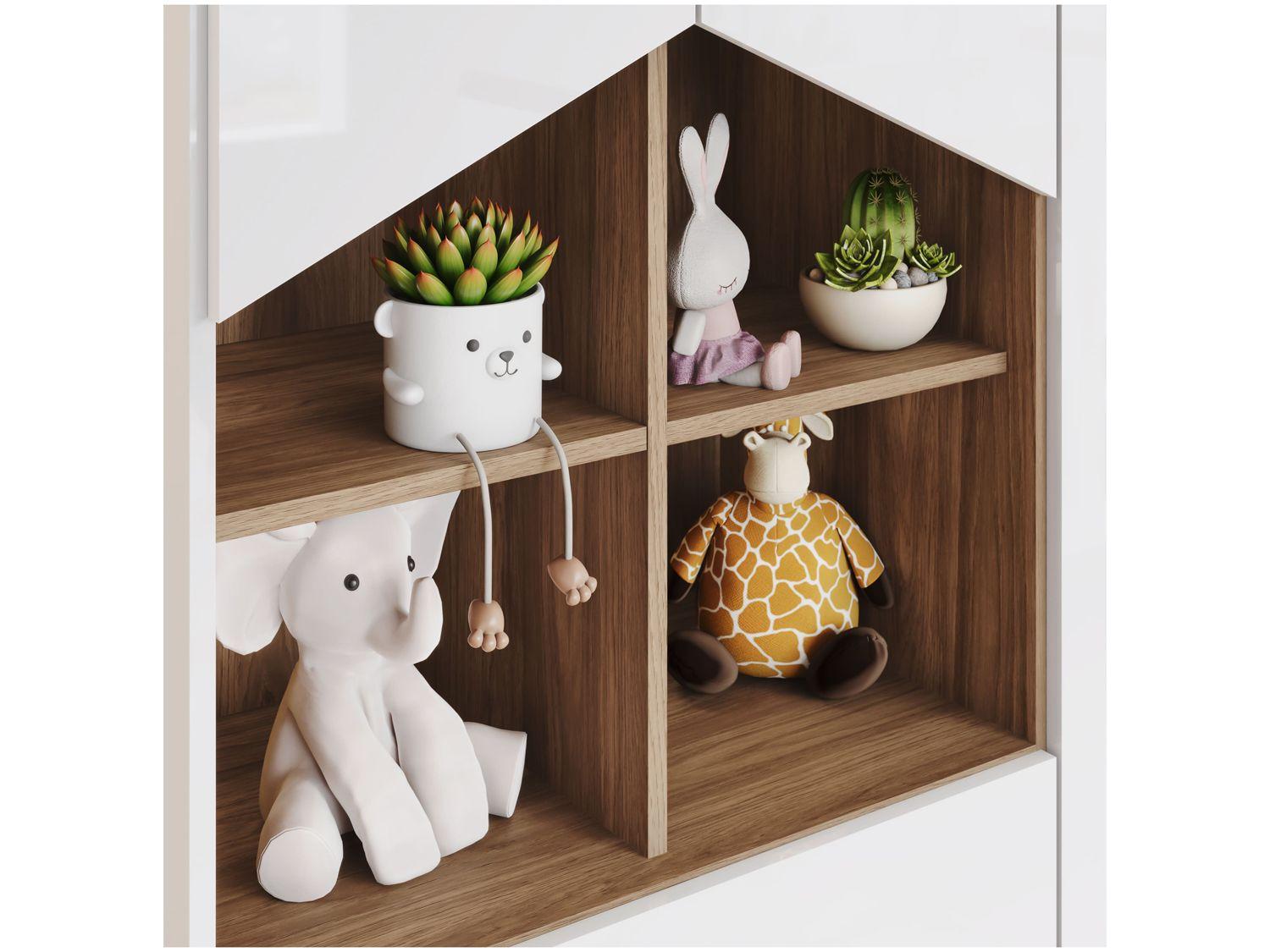 Quarto de Bebê Completo com Berço Cômoda e Guarda-roupa Henn Ternura Branco e Jequitibá