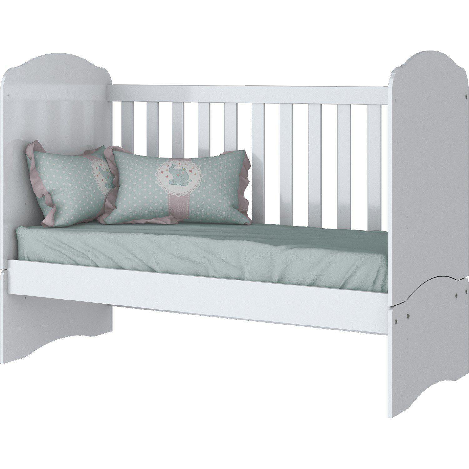 Imagem de Quarto Infantil com Guarda Roupa 3 Portas, Cômoda e Berço Faz de Conta Siena Móveis Flex Color Branco/Branco/Rosa