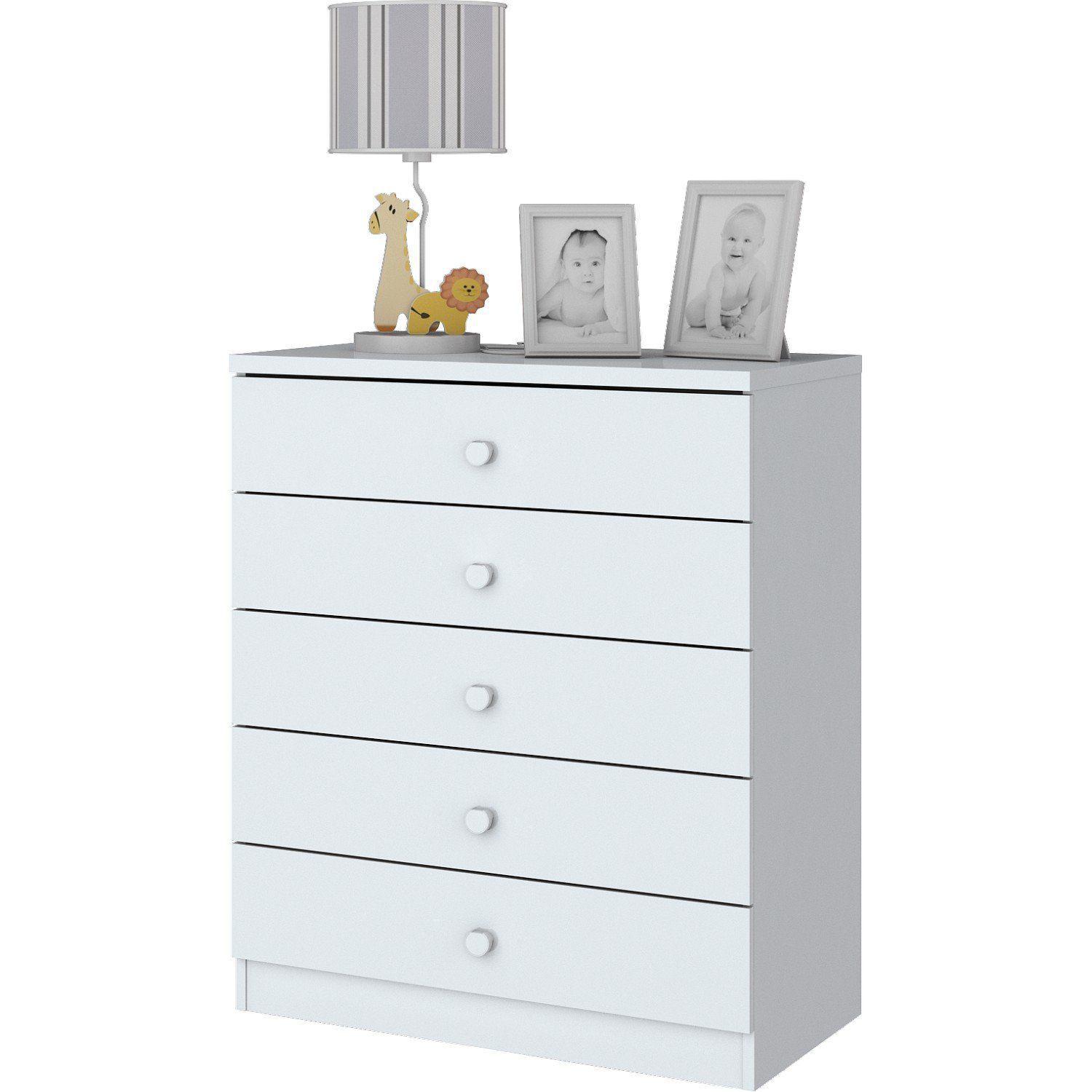 Imagem de Quarto Infantil com Guarda Roupa 3 Portas, Cômoda e Berço Faz de Conta Siena Móveis Flex Color Branco/Branco/Rosa