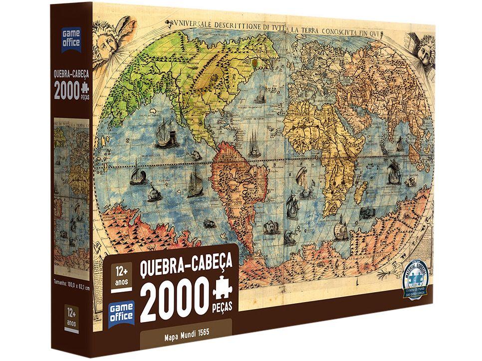Quebra-cabeça 2000 Peças Game Office Mapa Mundi 1565 Toyster Brinquedos