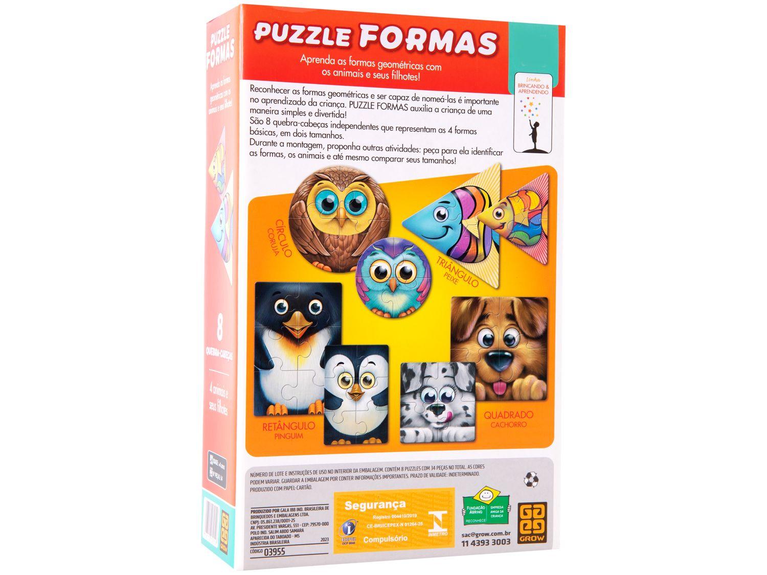 Quebra-cabeça 34 Peças Puzzle Formas Grow