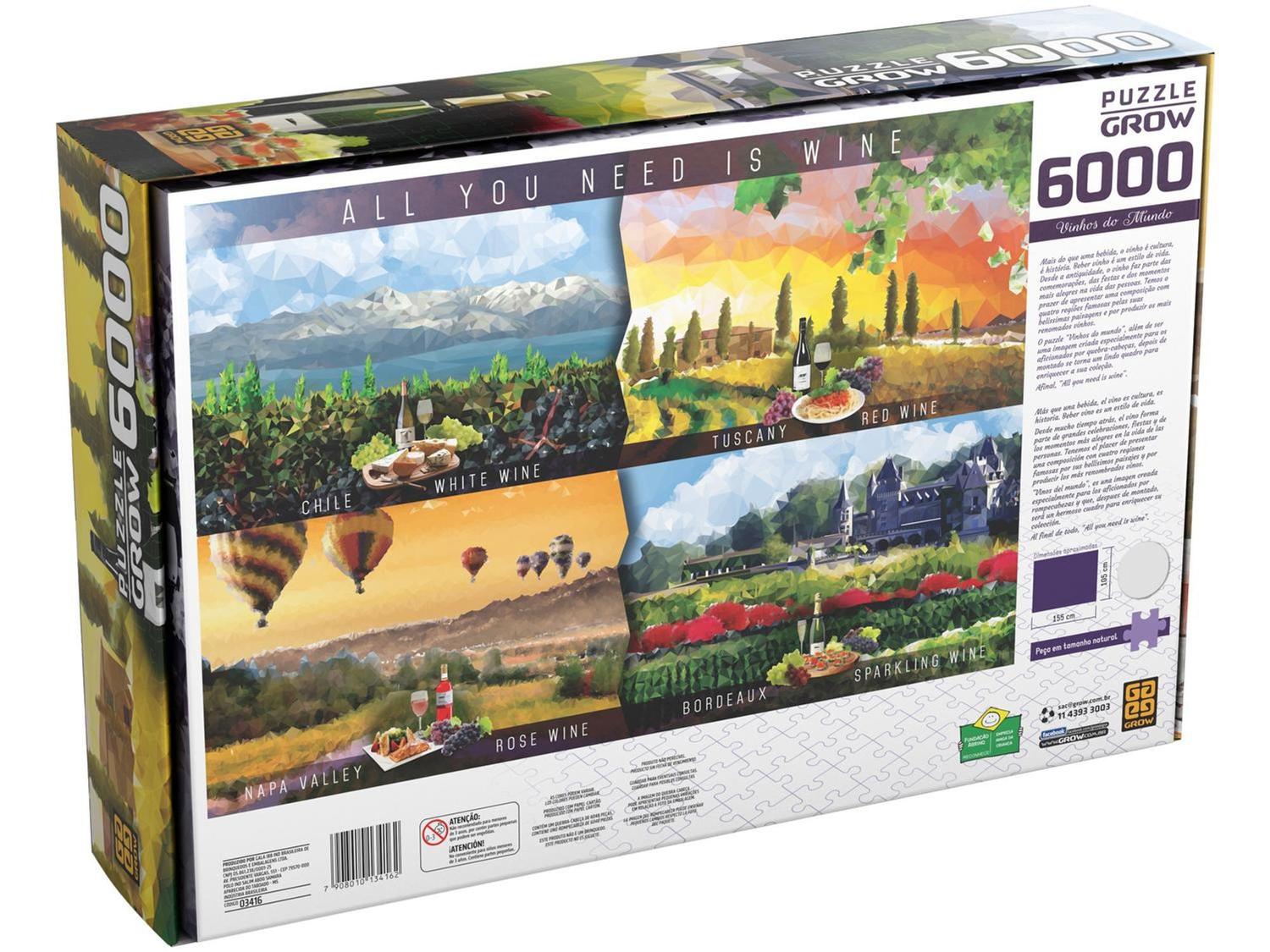 Quebra-cabeça 6000 Peças Puzzle Vinhos do Mundo - Grow - Quebra-Cabeça ...