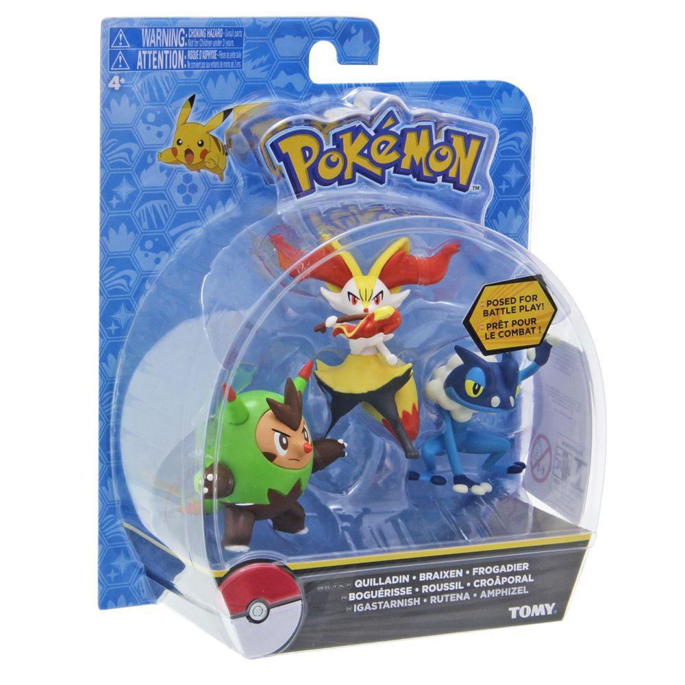 Quilladin, Braixen & Frogadier Figuras De Ação Com 5cm Pokémon Nintendo ...