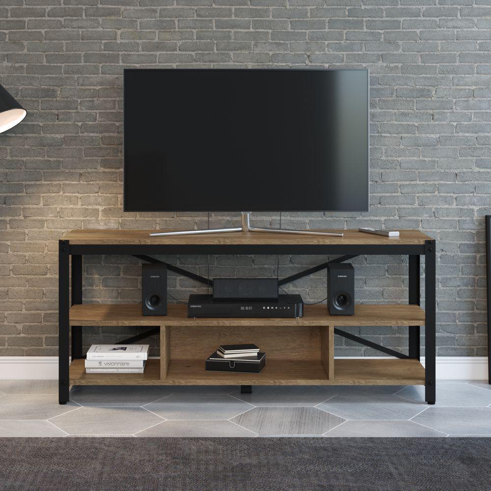 Rack Estilo Industrial em Aço e Madeira 1 37m com Nicho 14065 Steel