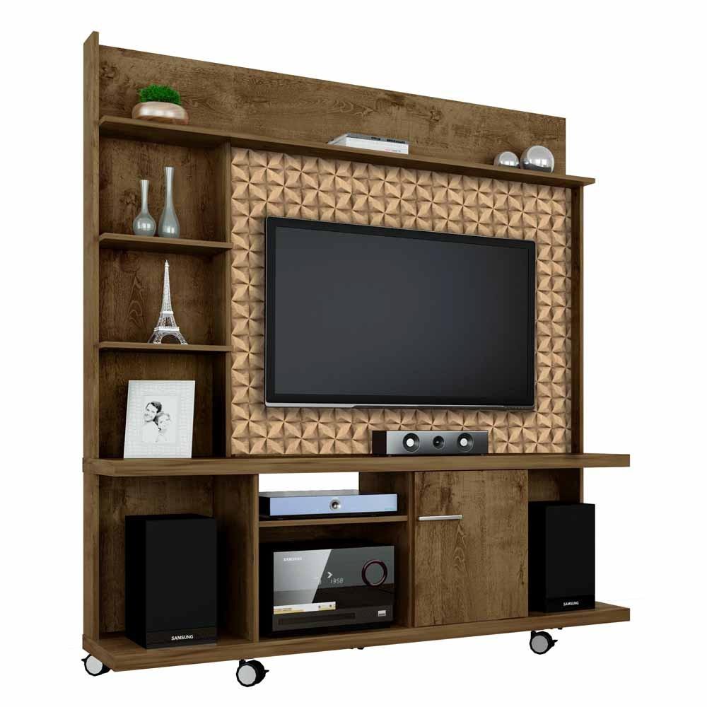 Rack Painel Tv 160 Cm 47 Pol Home Rodas Prateleira Rústico ...