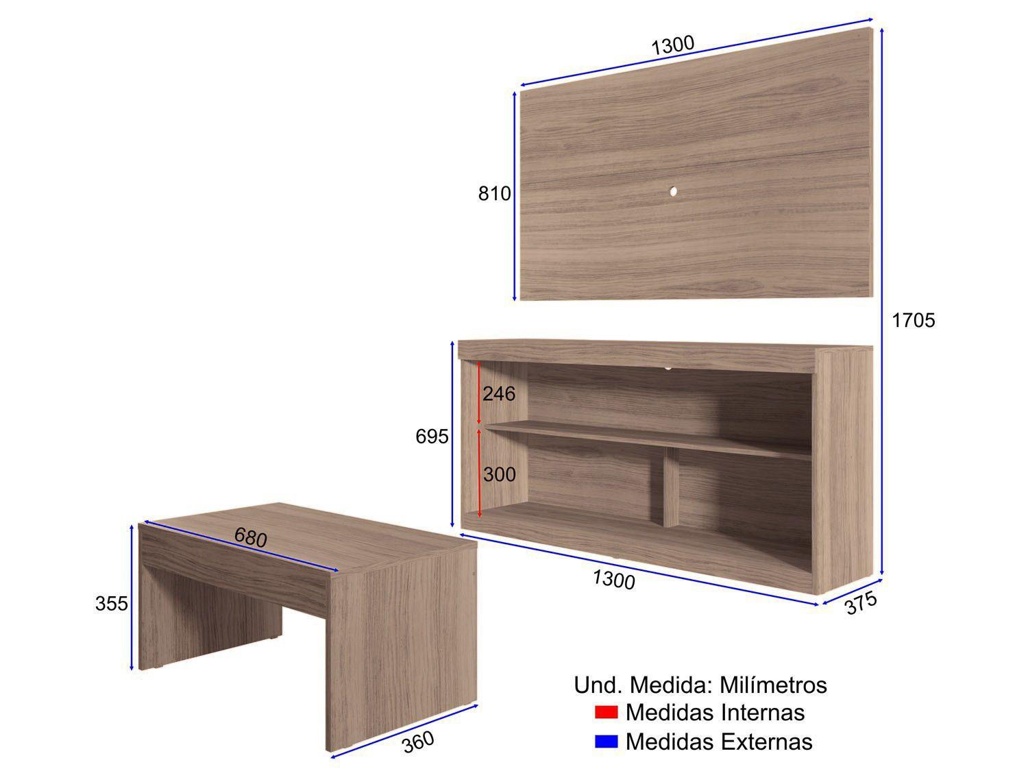 Imagem de Rack para TV até 47” com Mesa de Centro e Painel