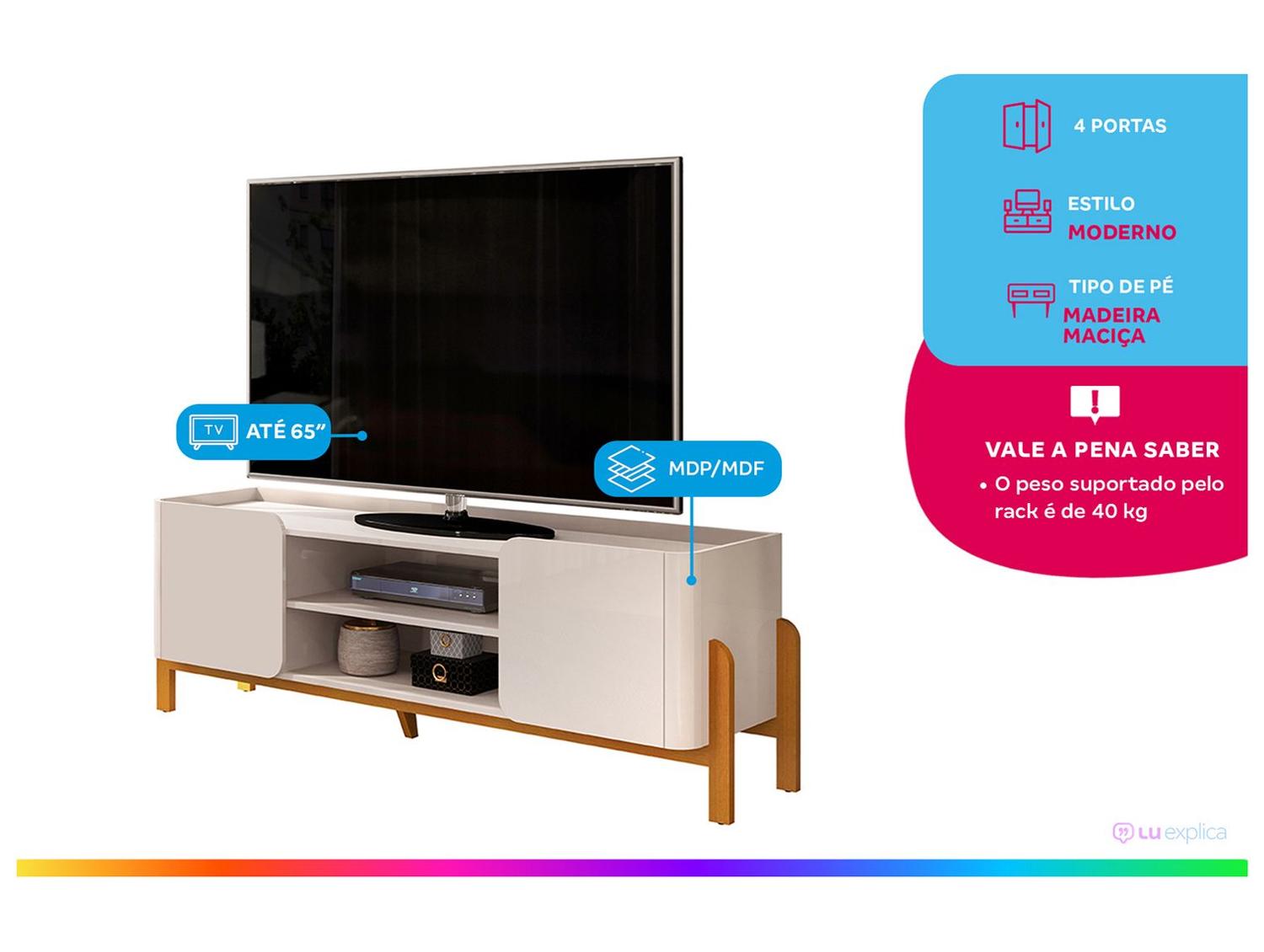 Rack para TV até 65" 2 Portas DJ Móveis Cher