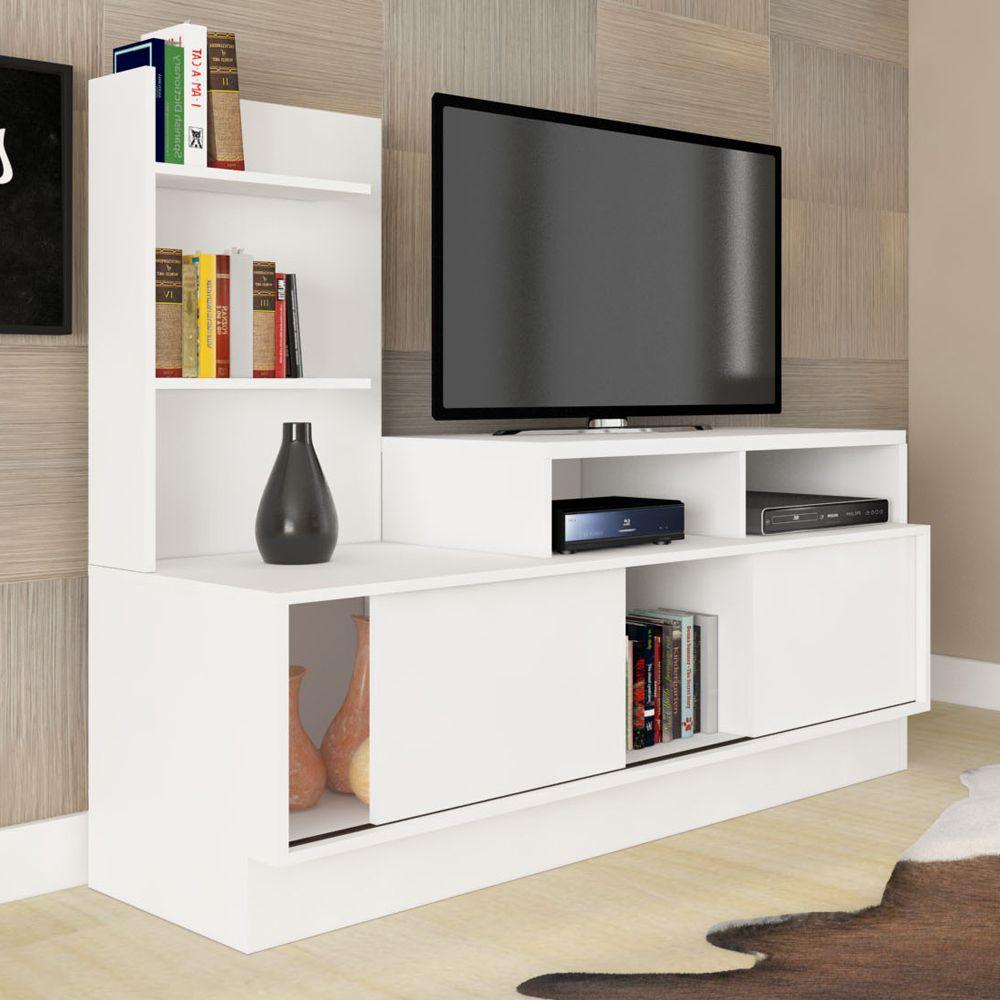 Rack para TV Trues Branco Mobilarte Móveis para Sala de Estar