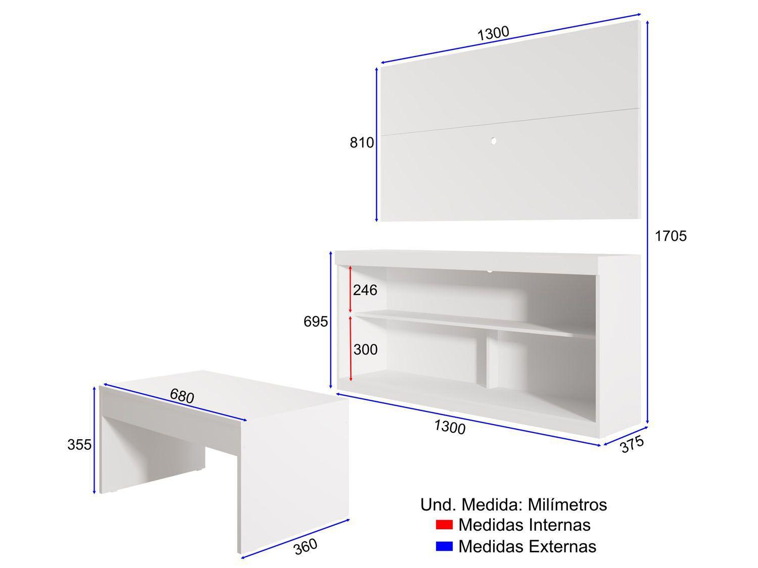 Imagem de Rack pra TV até 47” com Mesa de Centro e Painel