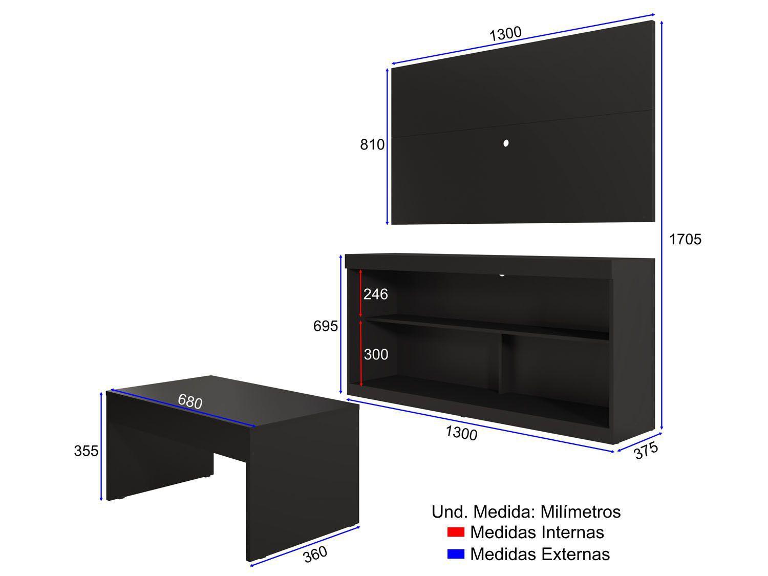Imagem de Rack pra TV até 47” com Mesa de Centro e Painel