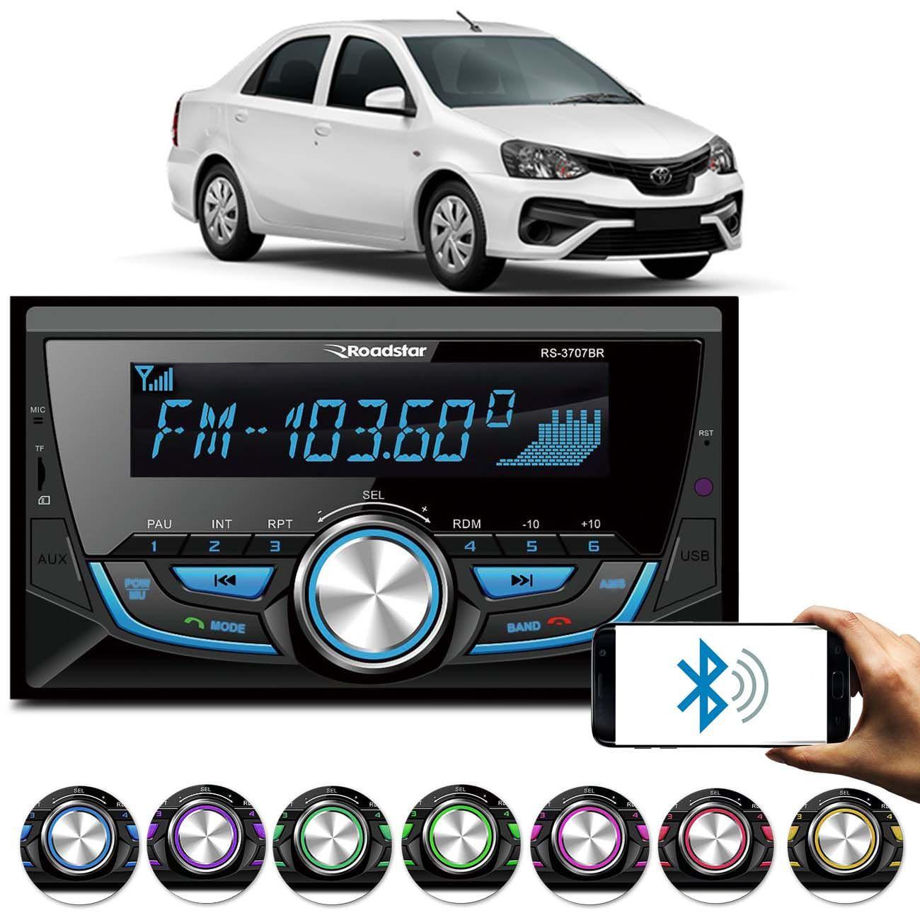 Much title Manifest Rádio Automotivo Etios Sedan 2013 a 2017 2 Din Som Bluetooth MP3 Player SD  AUX Roadstar RS-3707BR - Som Automotivo - Magazine Luiza