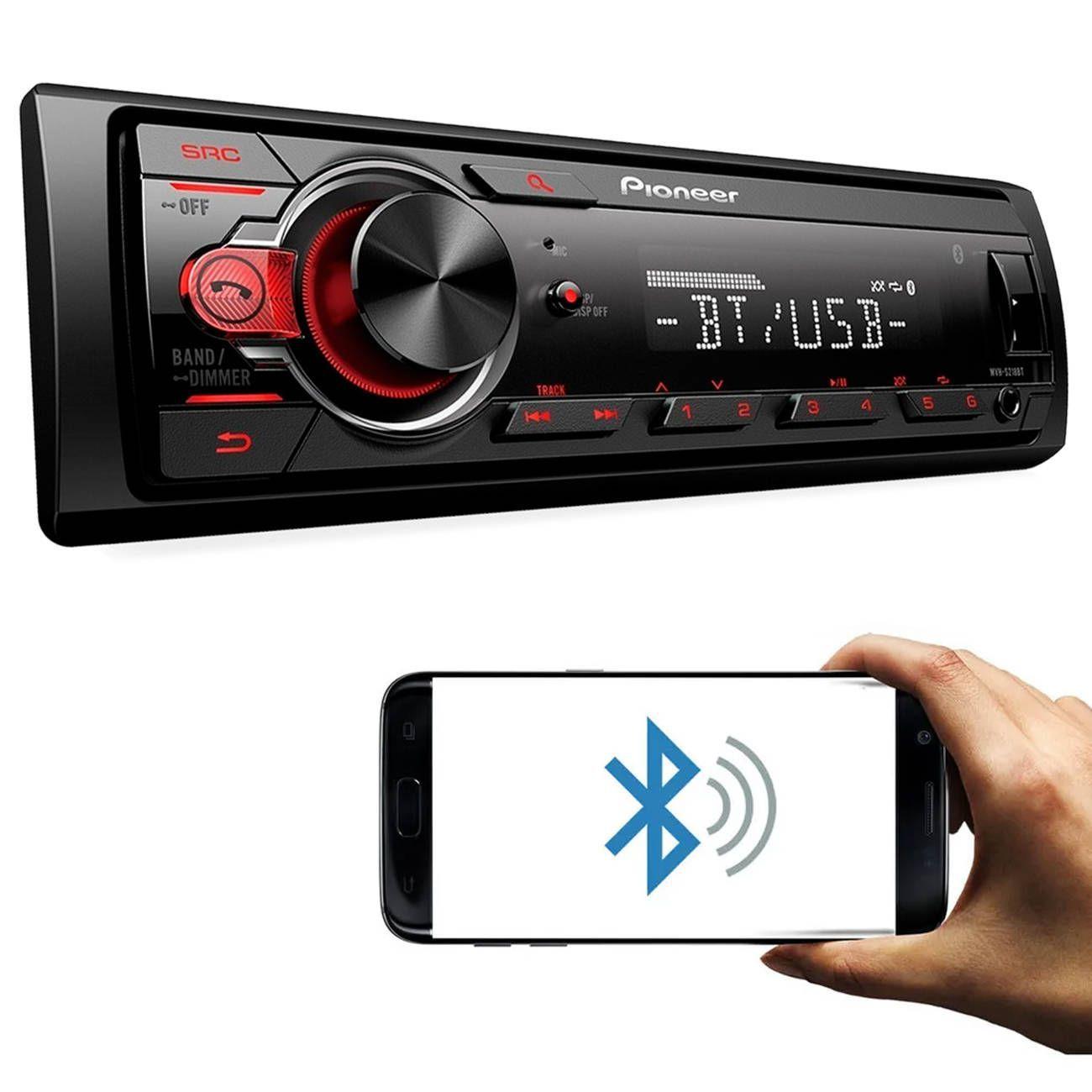 Rádio Automotivo Pioneer MVHS218BT Som Bluetooth MP3 Player 1 Din