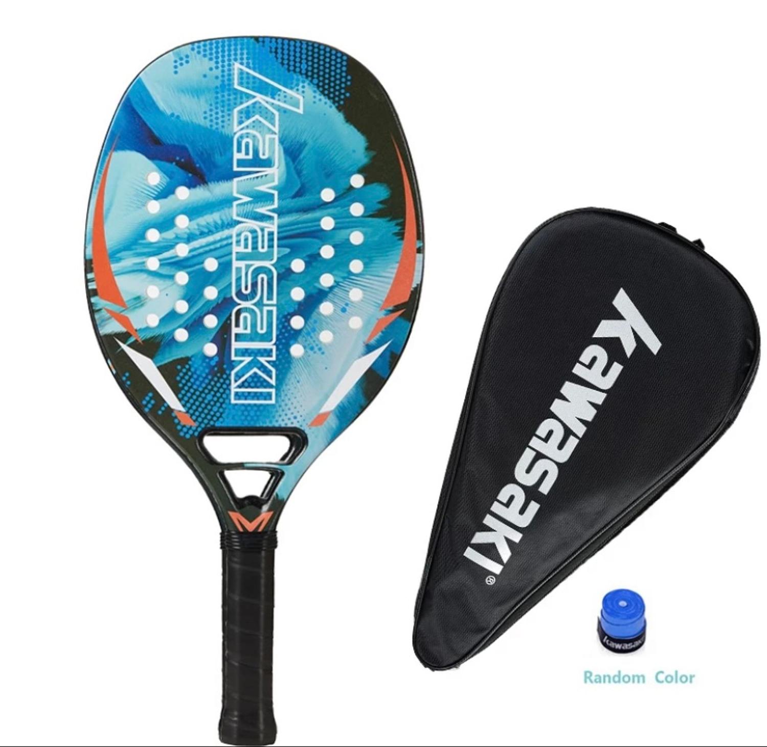 Raquete Beach Tennis Kawasaki fibra de carbono azul. Raquete de Beach Tennis Magazine Luiza