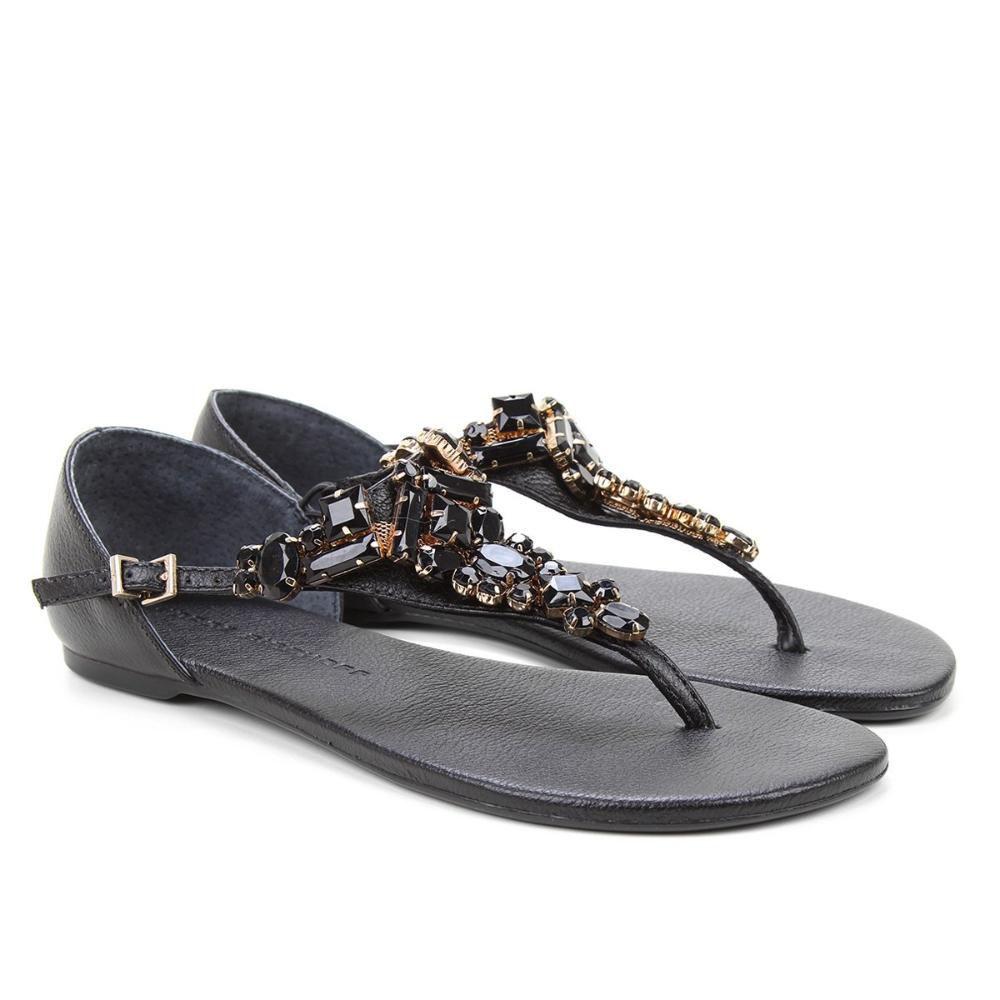 Rasteira Couro Jorge Bischoff Pedraria Feminina - Rasteirinha Feminina -  Magazine Luiza