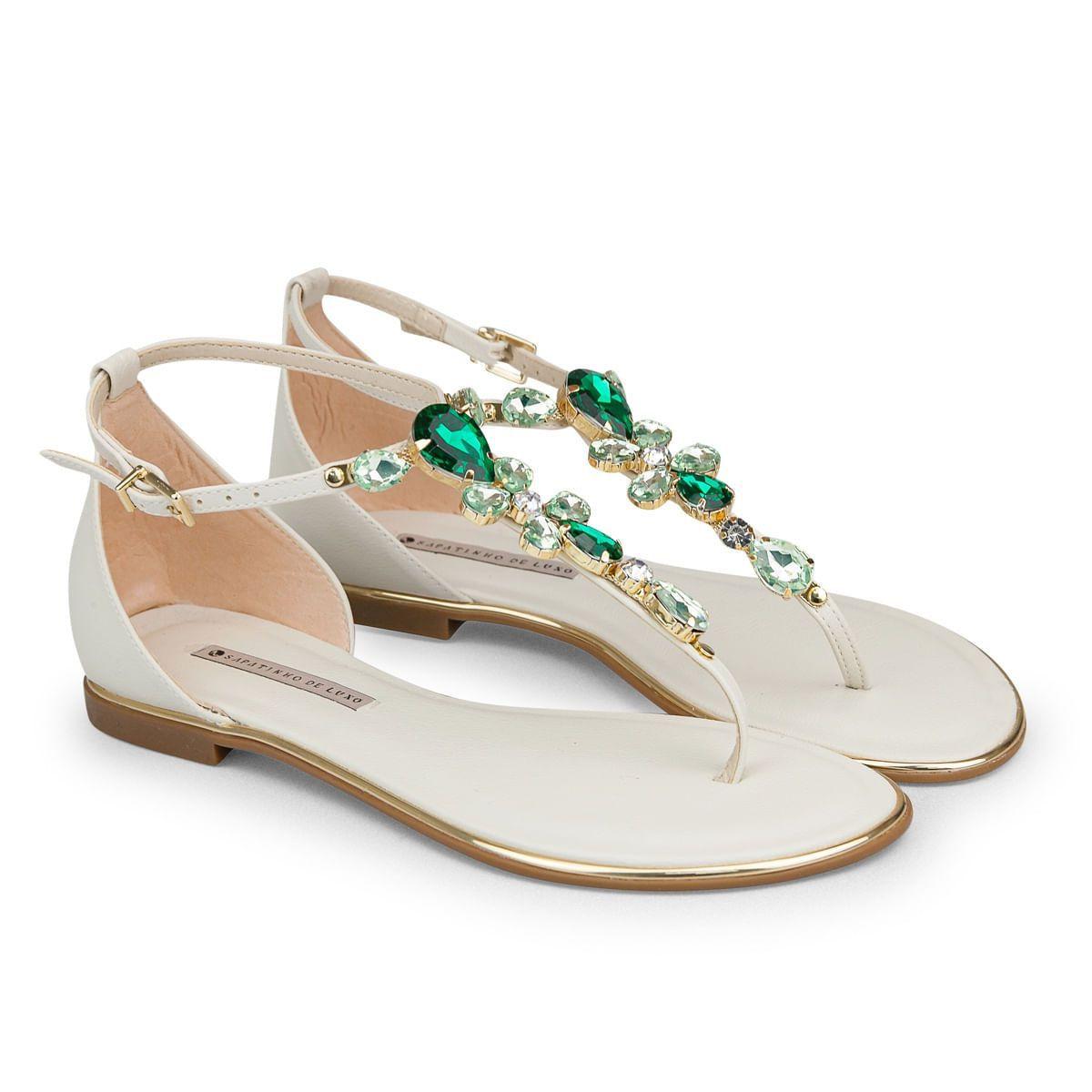 Rasteira Napa Pele Nude Porcelana Enfeite Esmeralda - SAPATINHO DE LUXO -  Rasteirinha Feminina - Magazine Luiza