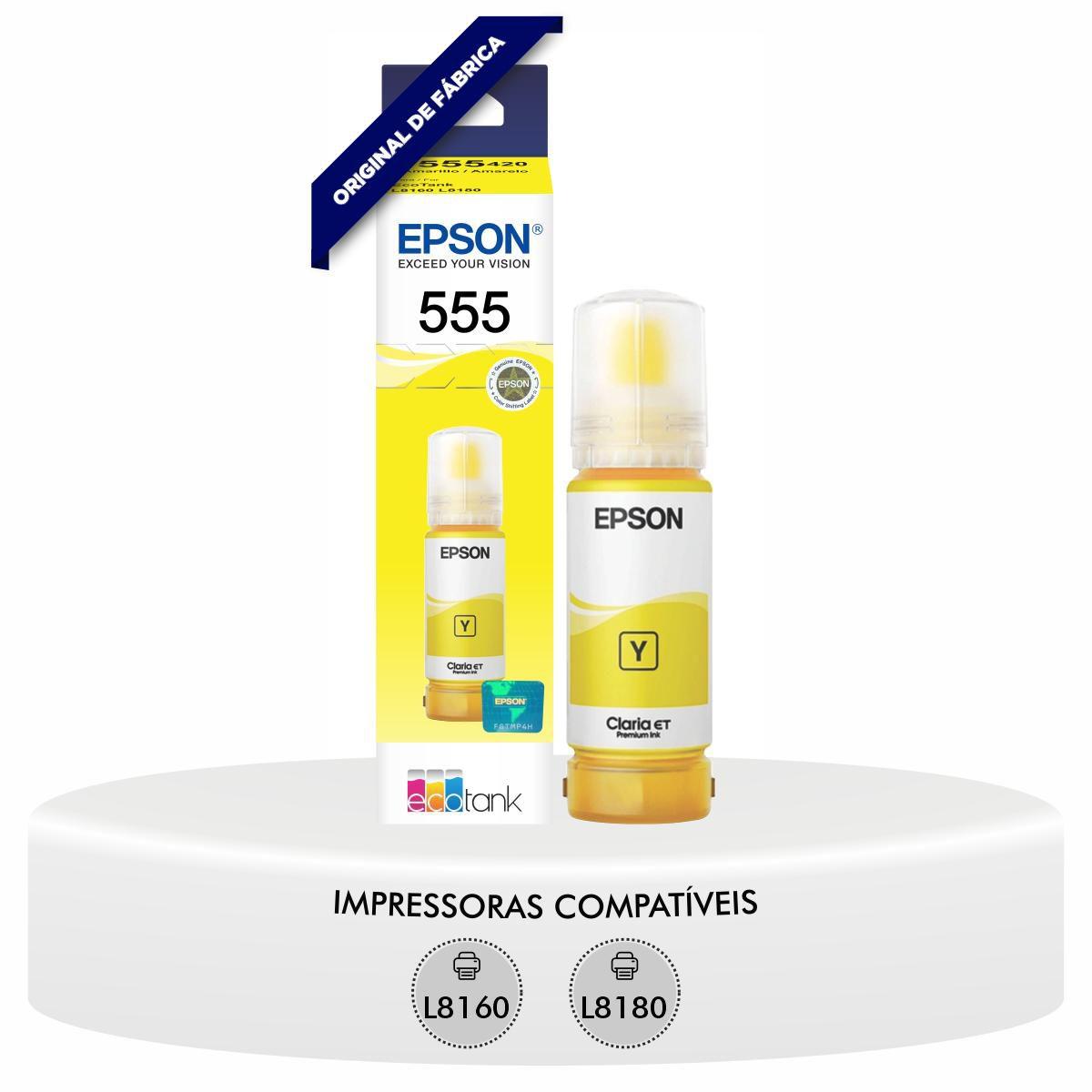 Refil De Tinta Original Amarelo Epson T555 L8160 L8180 Ecotank T555420 -  Refil de Tinta - Magazine Luiza