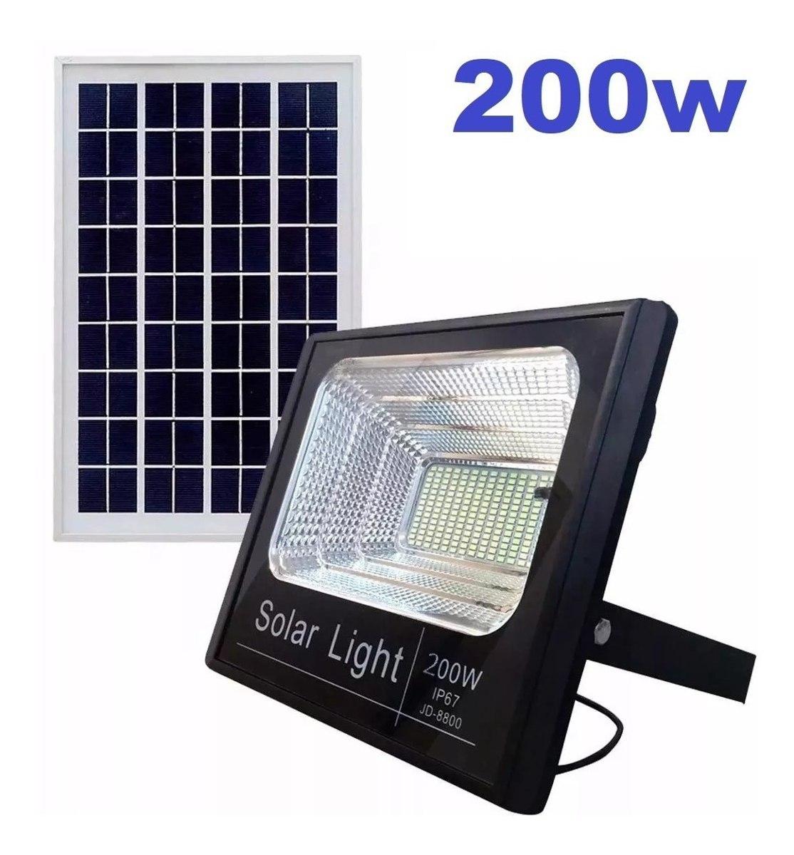 Refletor Holofote Led Solar 200w Real Ultra Placa Completo