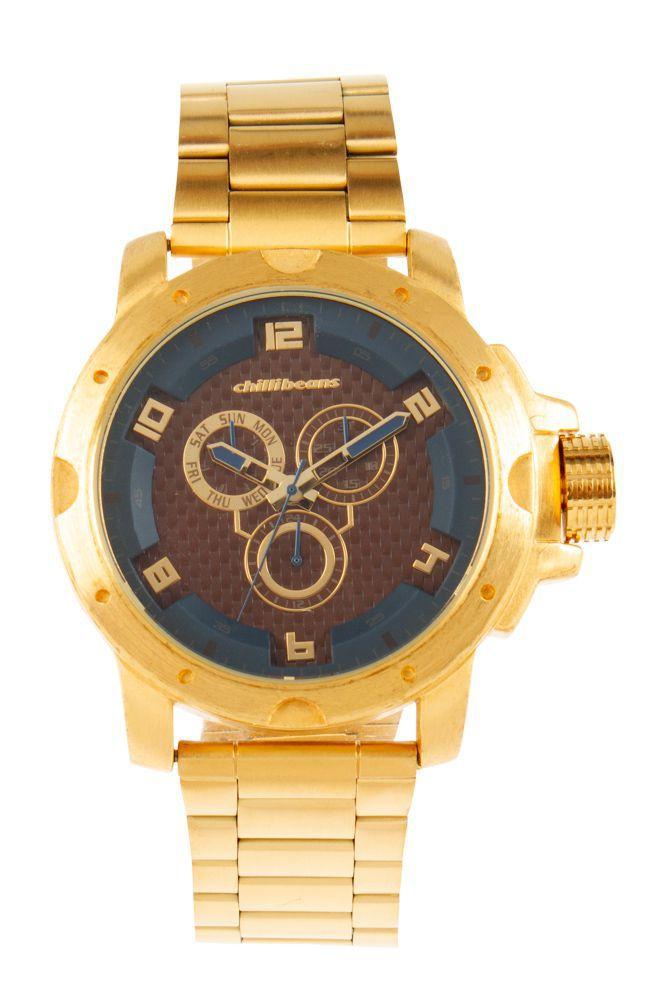 Relogio chilli beans dourado masculino Clearance