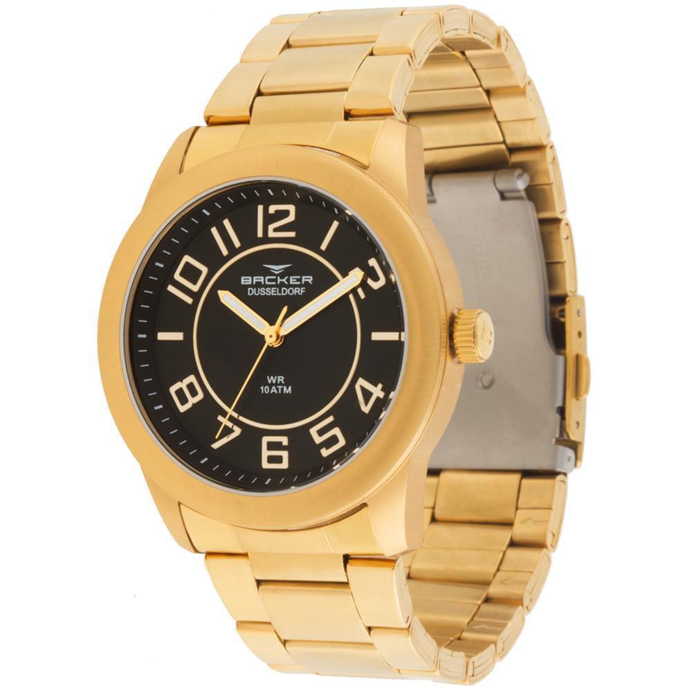 Relogio backer masculino dourado Clearance